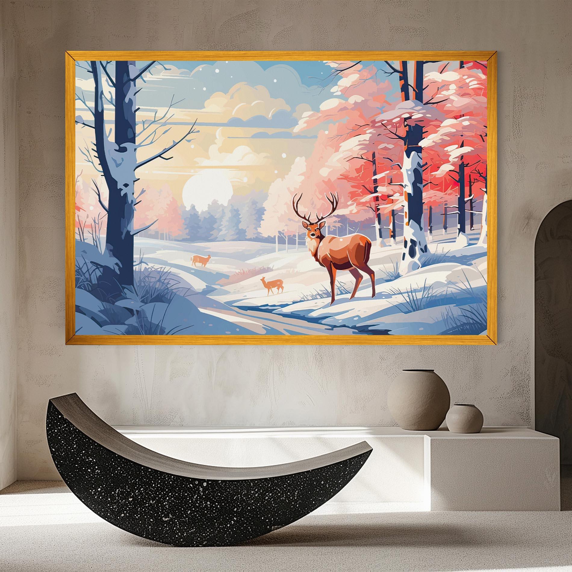 Vászonkép Winter Deer Art mockup 8