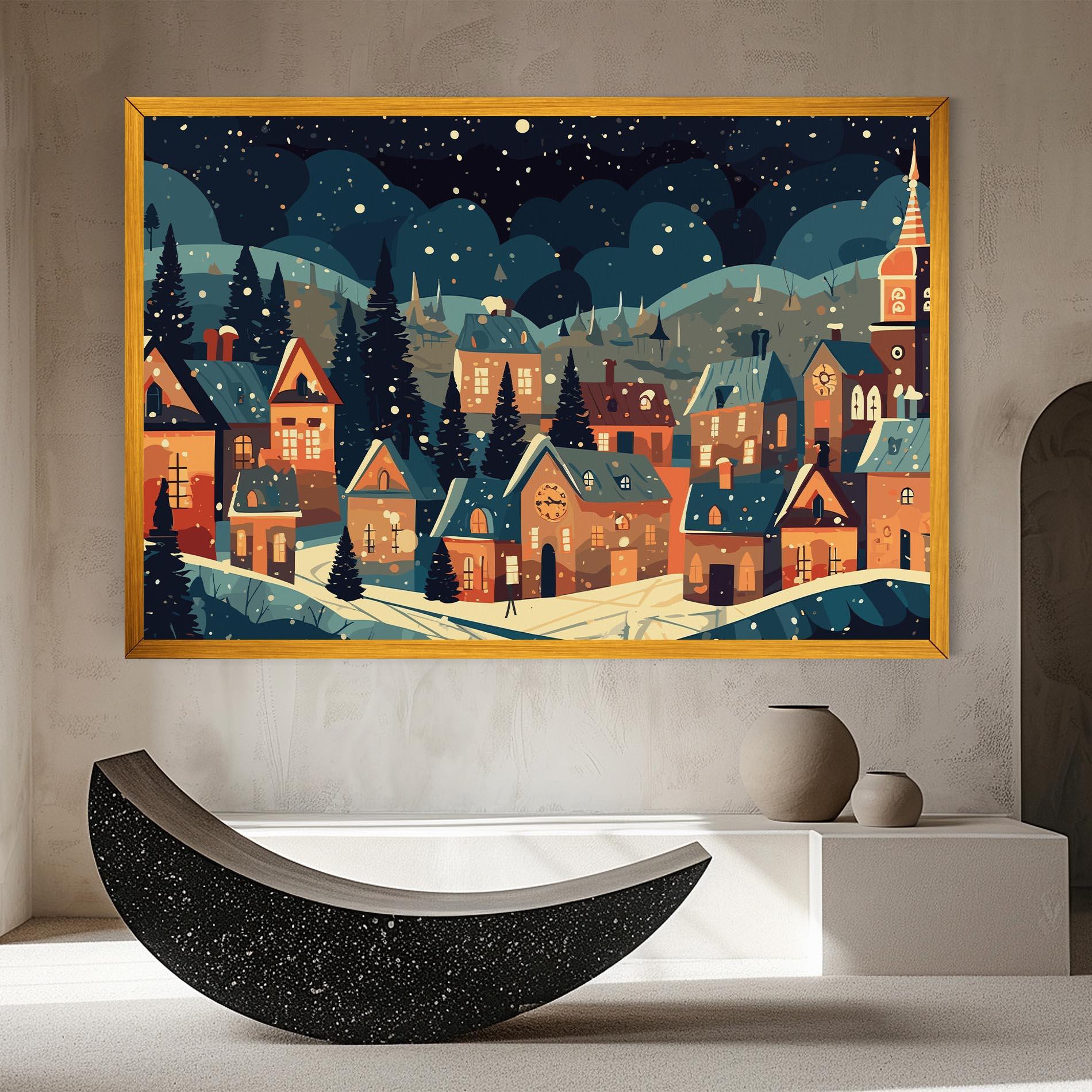 Vászonkép Winter View Houses mockup 8