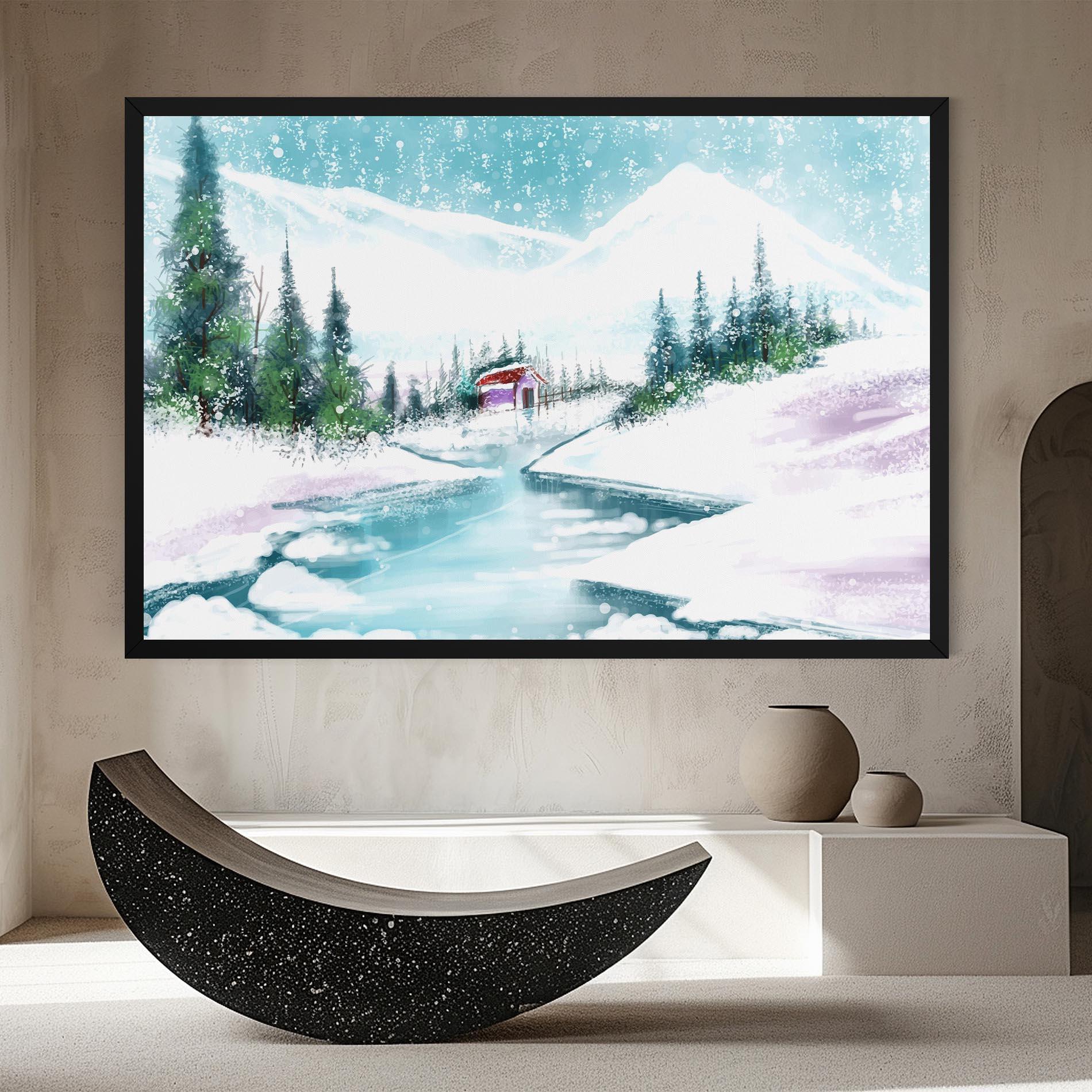 Vászonkép Purple House Winter mockup 8