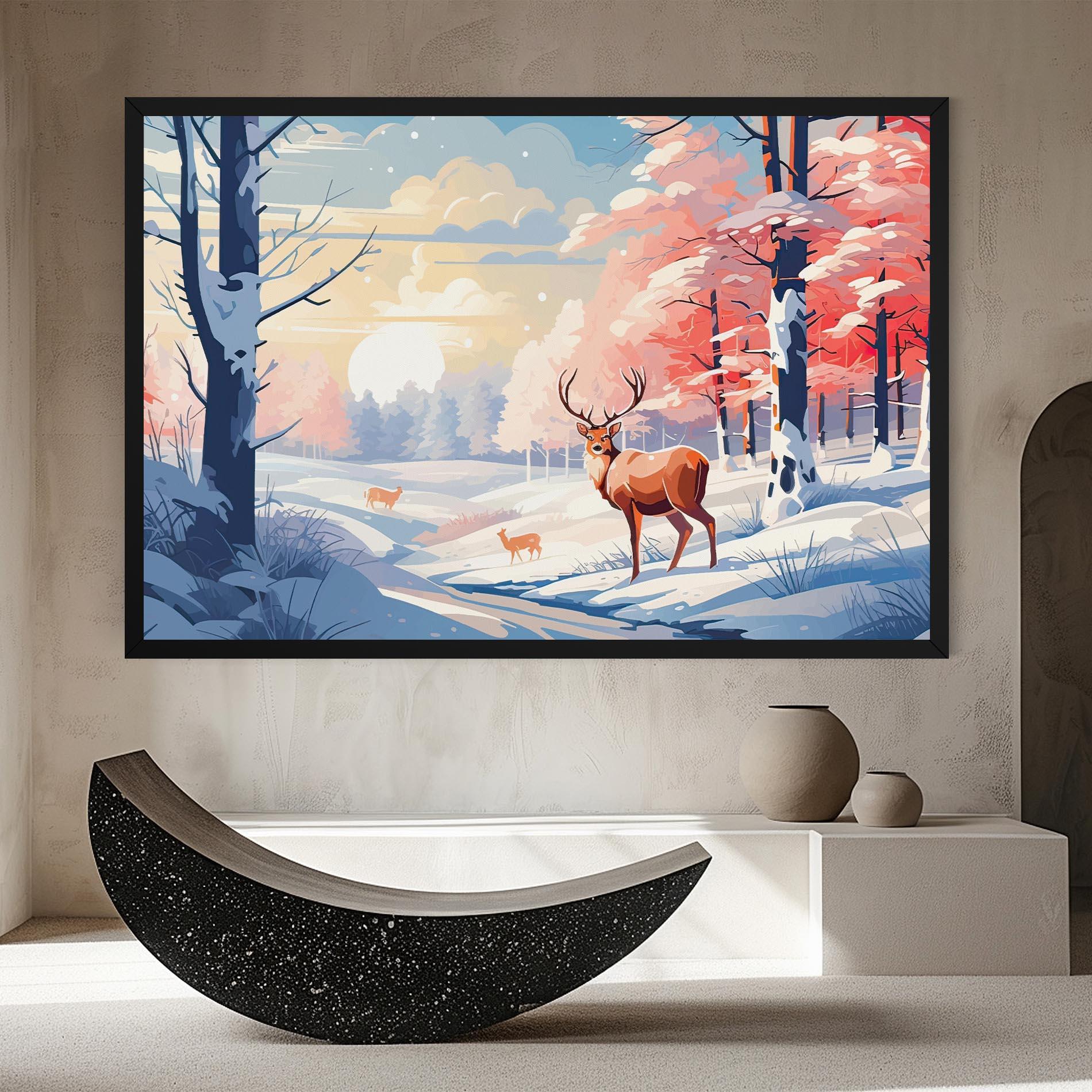 Vászonkép Winter Deer Art mockup 8