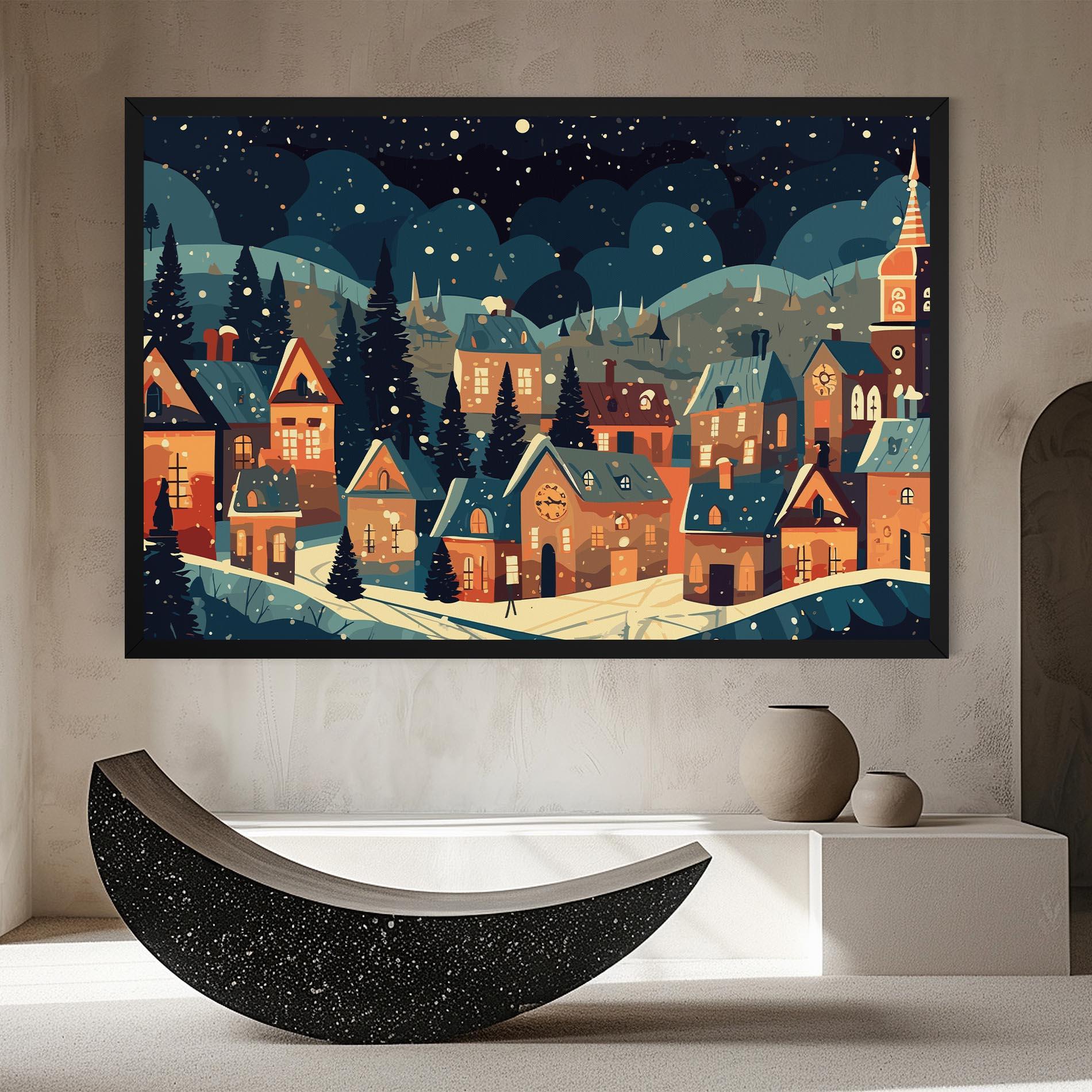 Vászonkép Winter View Houses mockup 8