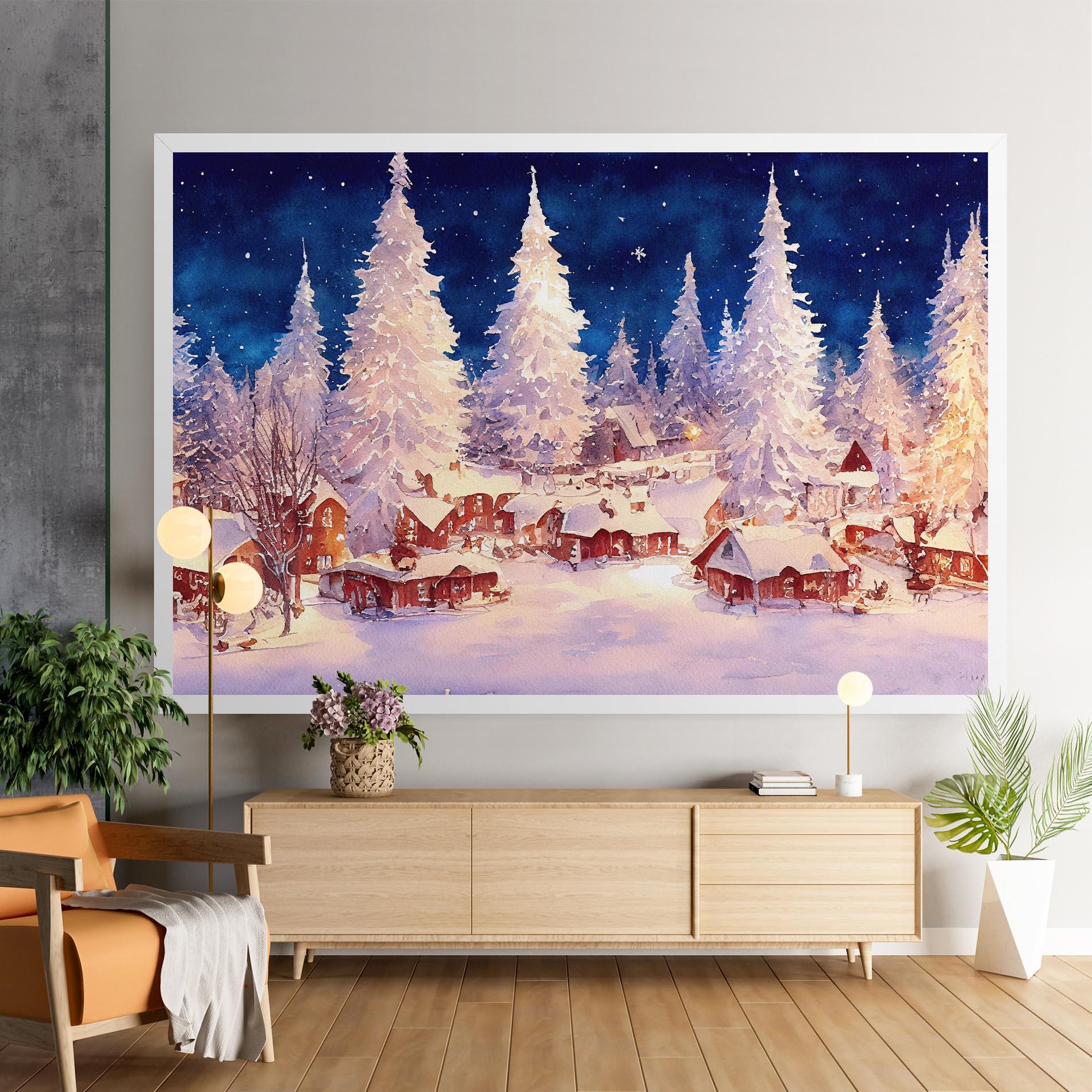 Vászonkép Snow Falling Painting mockup 9