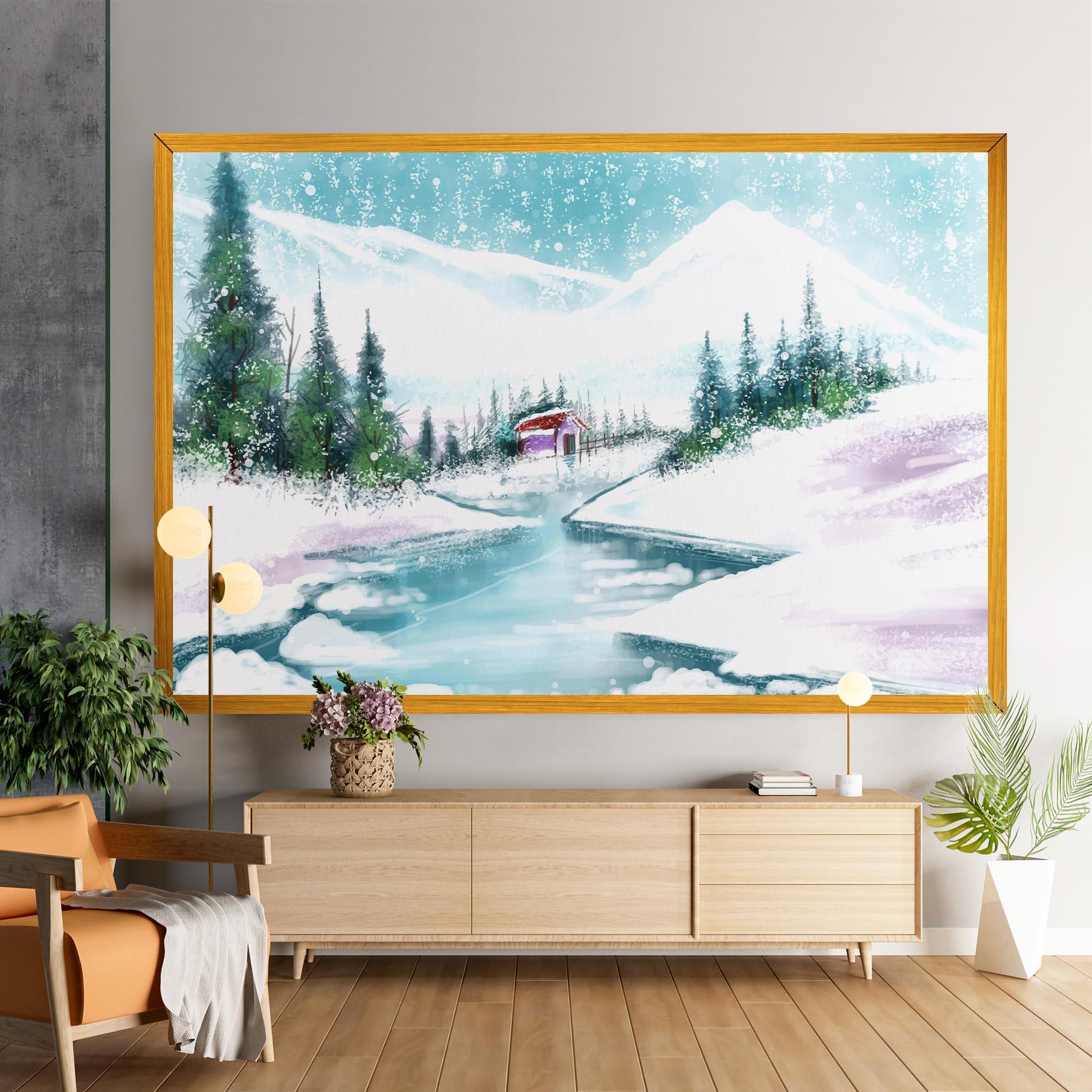 Vászonkép Purple House Winter mockup 9