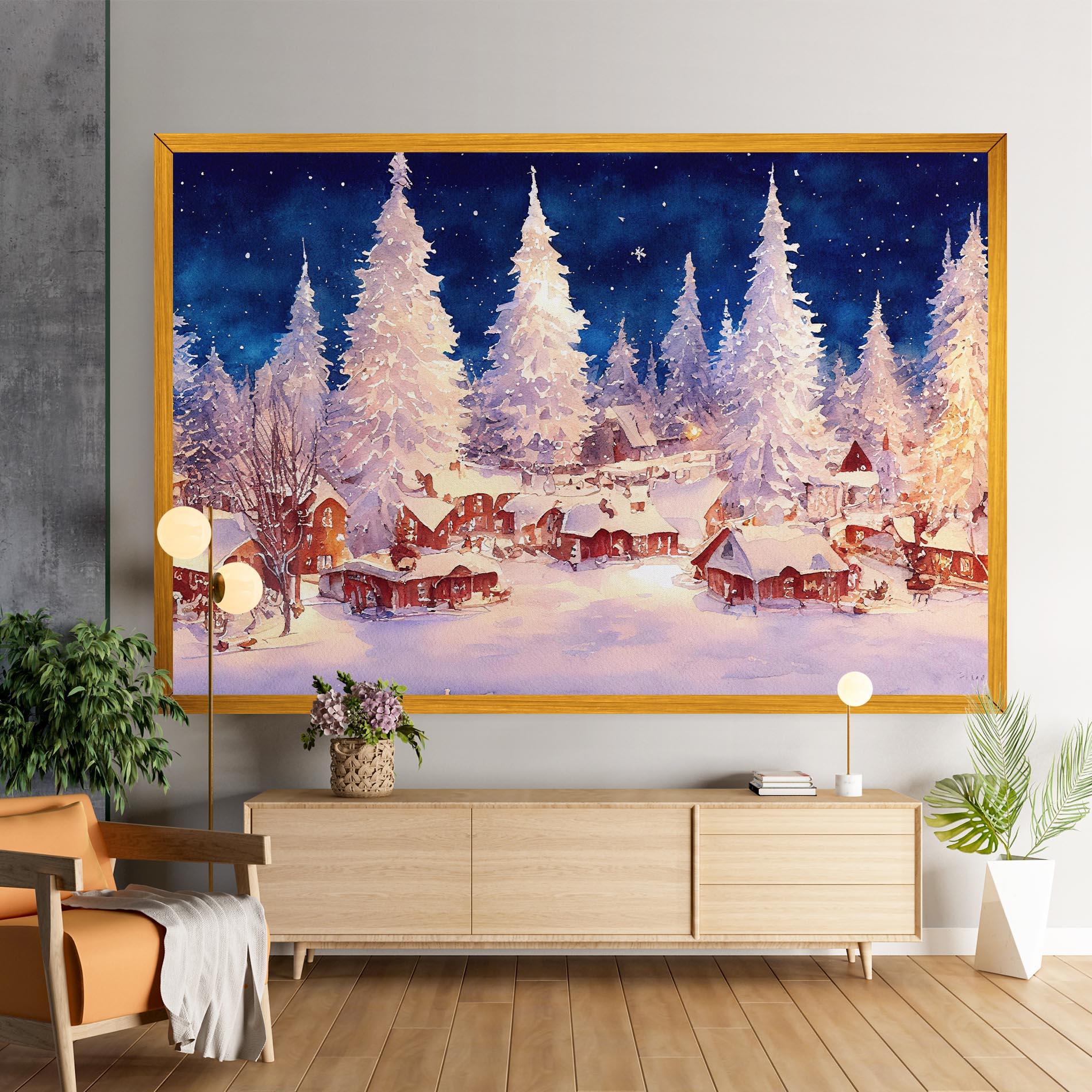 Vászonkép Snow Falling Painting mockup 9