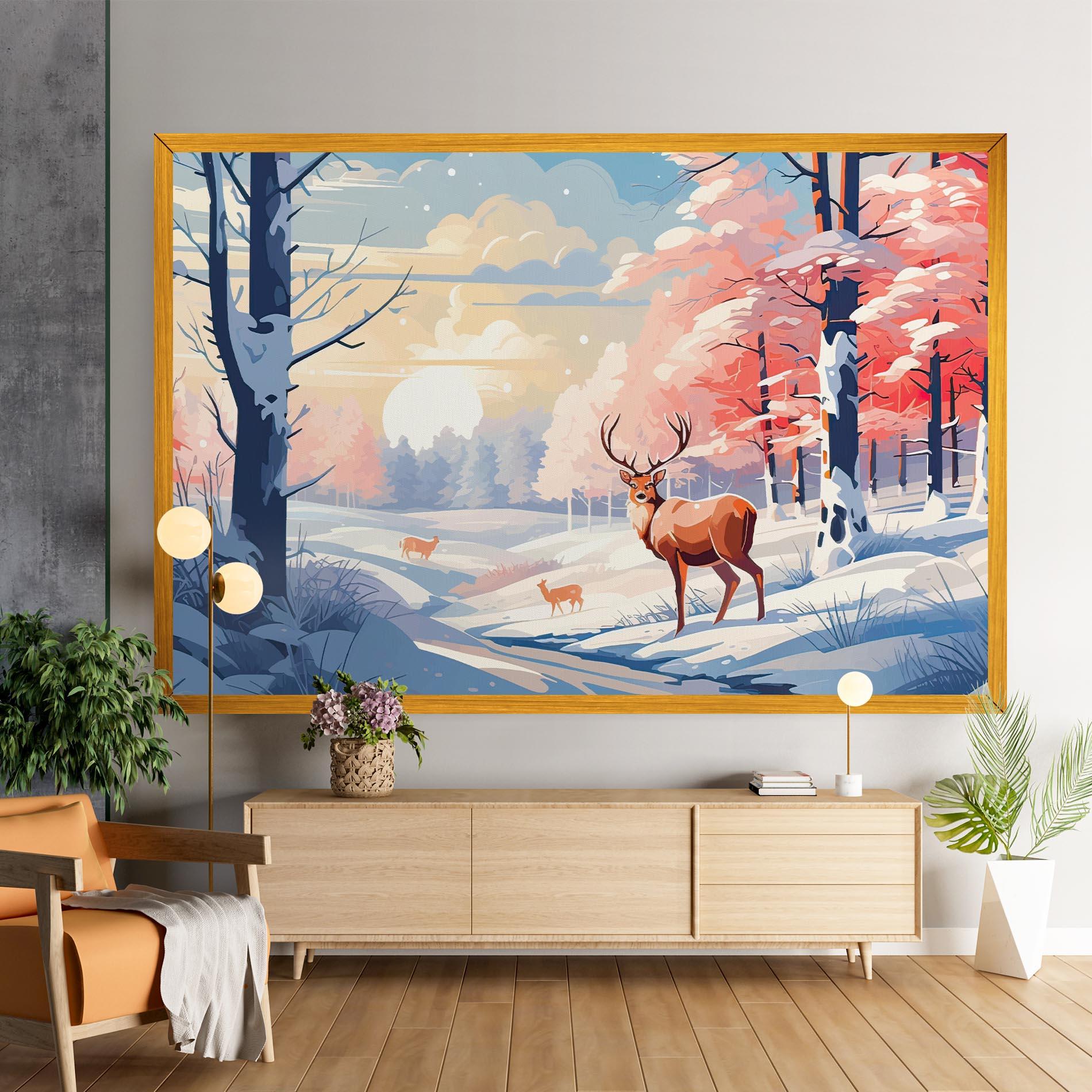 Vászonkép Winter Deer Art mockup 9