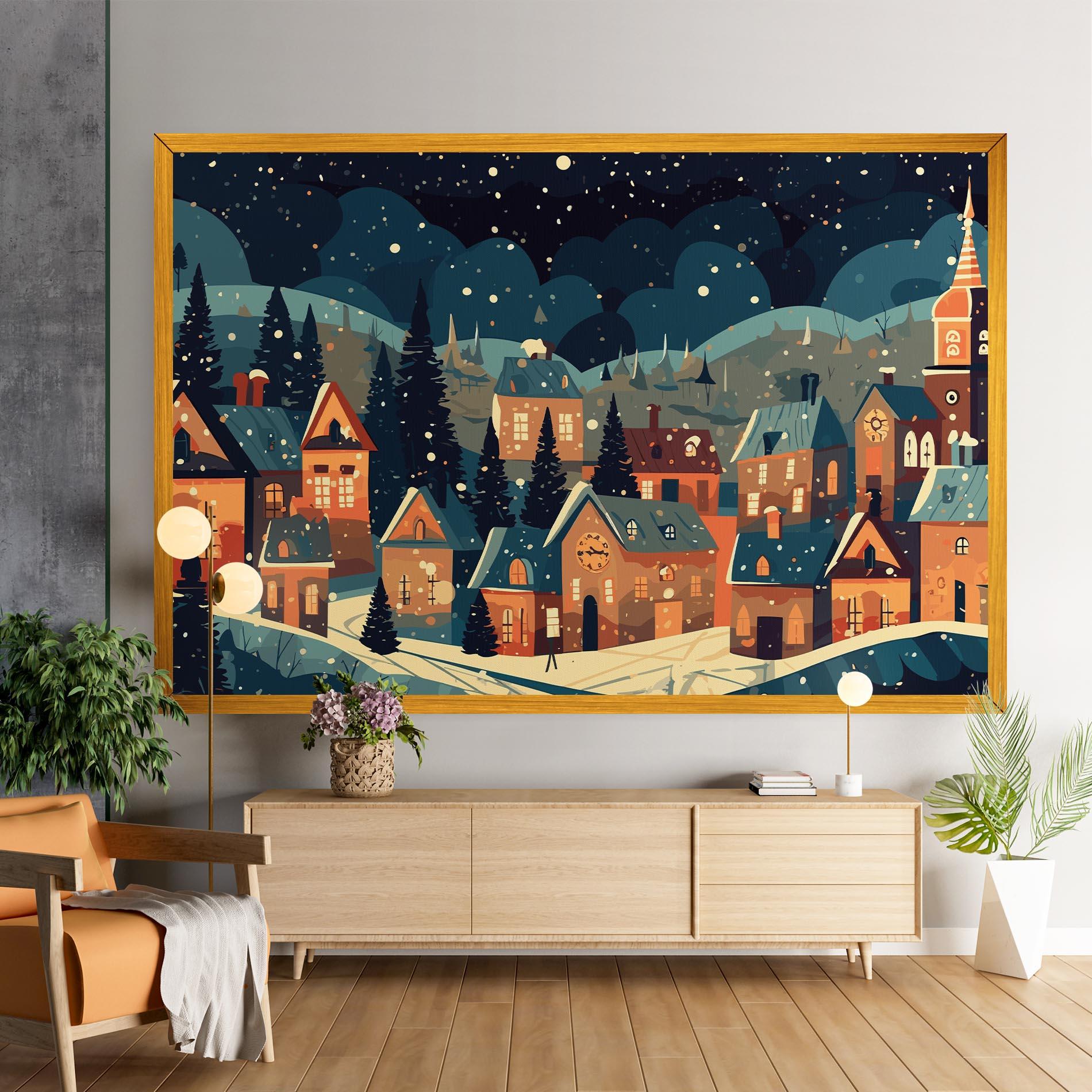 Vászonkép Winter View Houses mockup 9