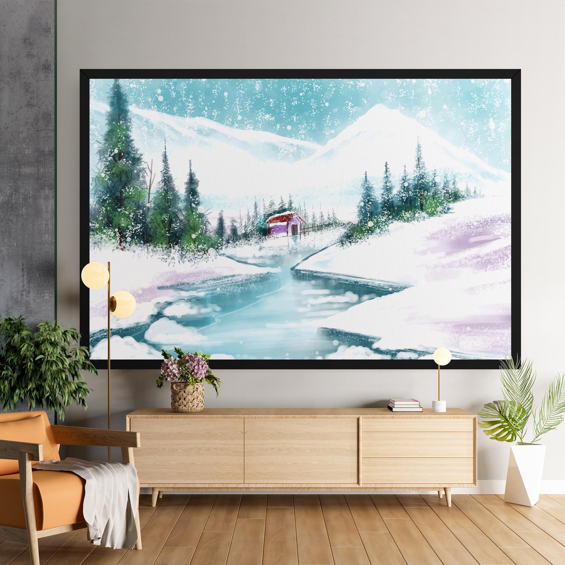 Vászonkép Purple House Winter mockup 9