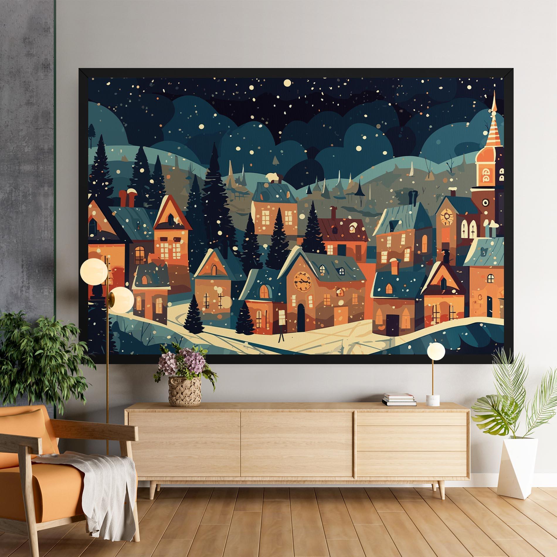 Vászonkép Winter View Houses mockup 9