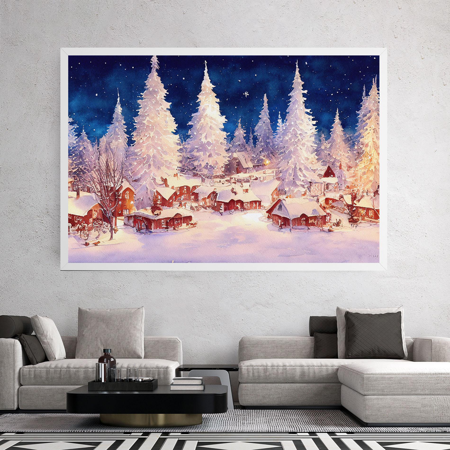 Vászonkép Snow Falling Painting mockup 2