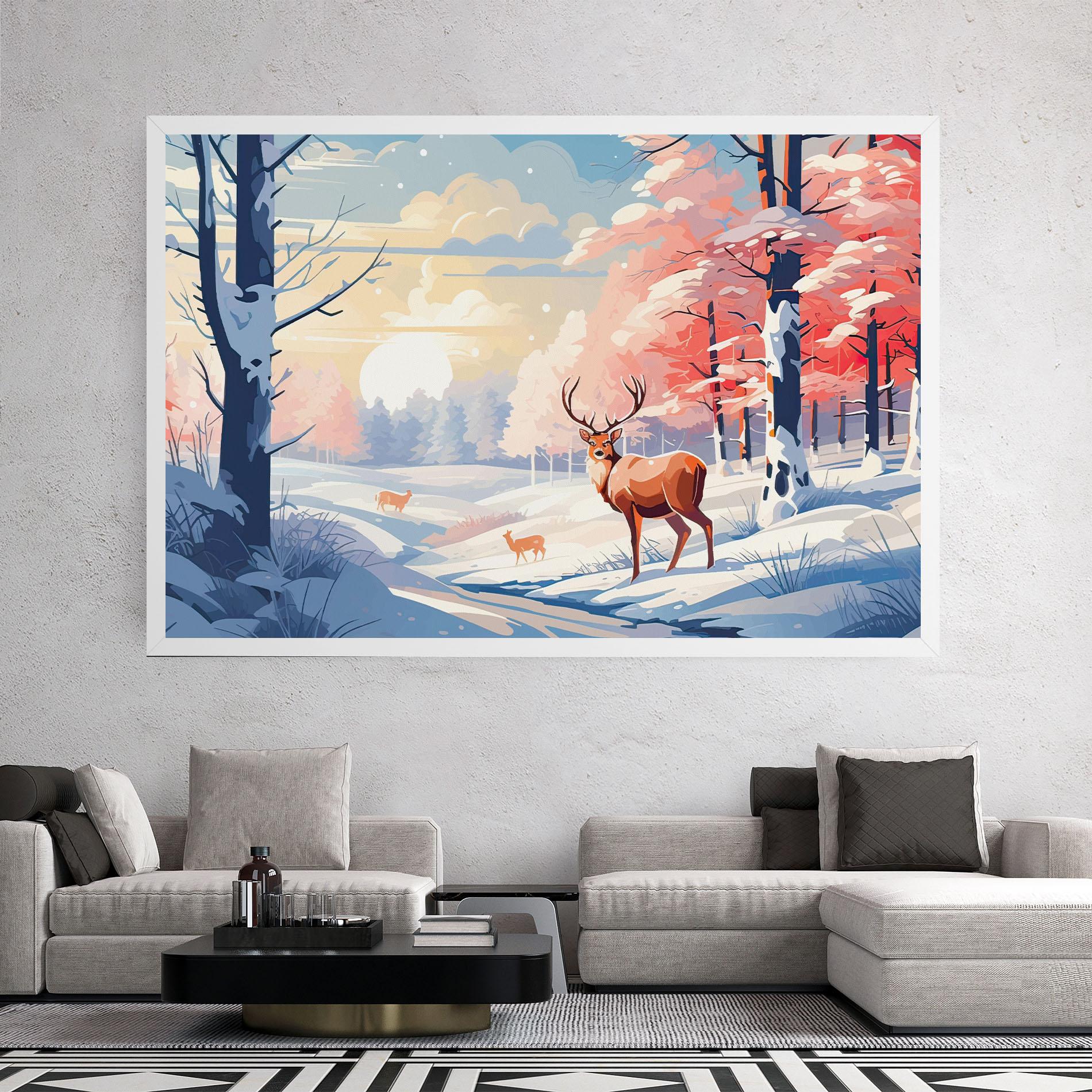 Vászonkép Winter Deer Art mockup 2