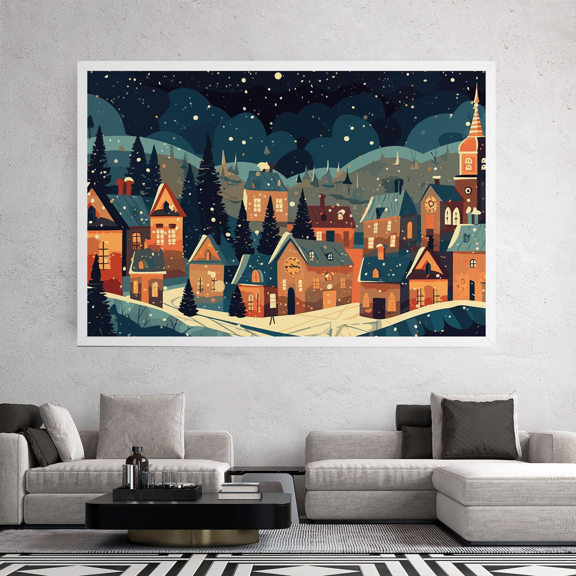 Vászonkép Winter View Houses mockup 2