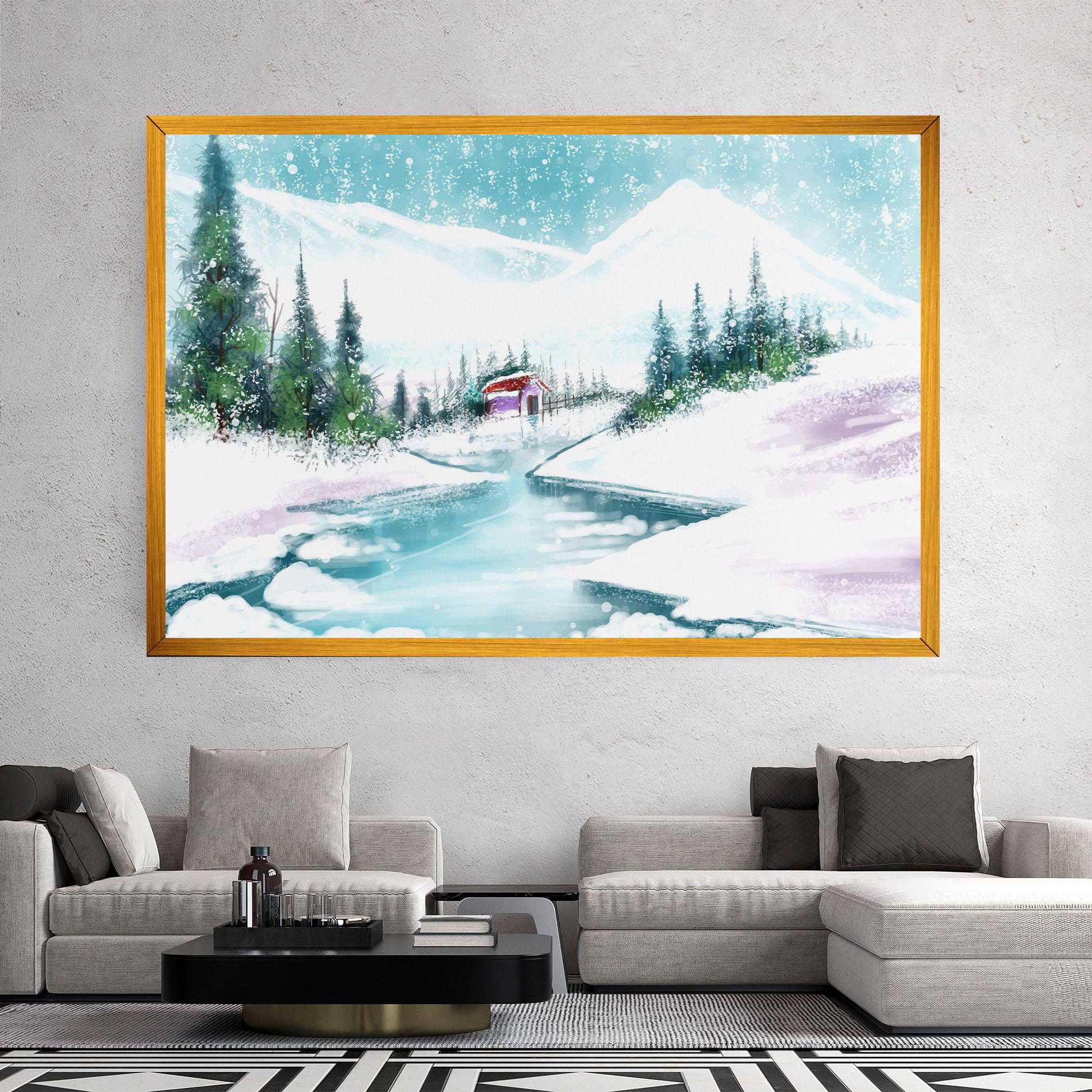 Vászonkép Purple House Winter mockup 2