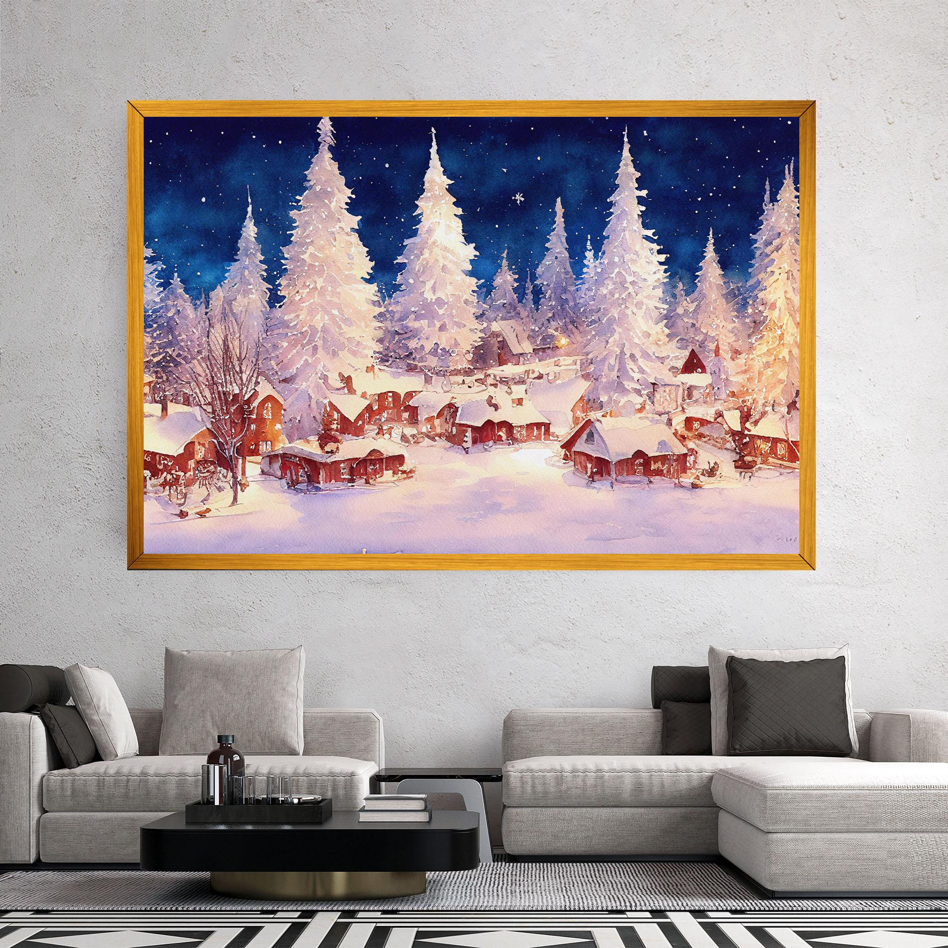 Vászonkép Snow Falling Painting mockup 2