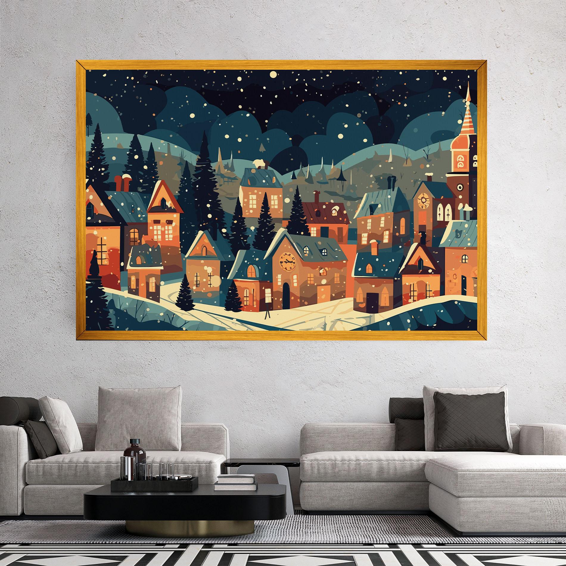 Vászonkép Winter View Houses mockup 2