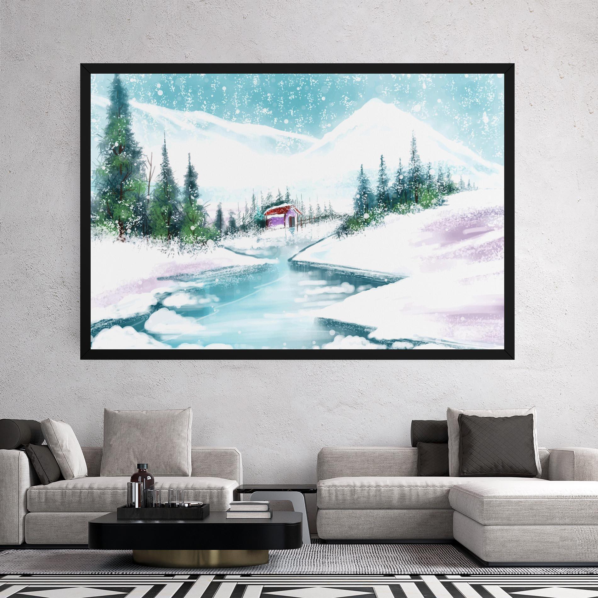 Vászonkép Purple House Winter mockup 2