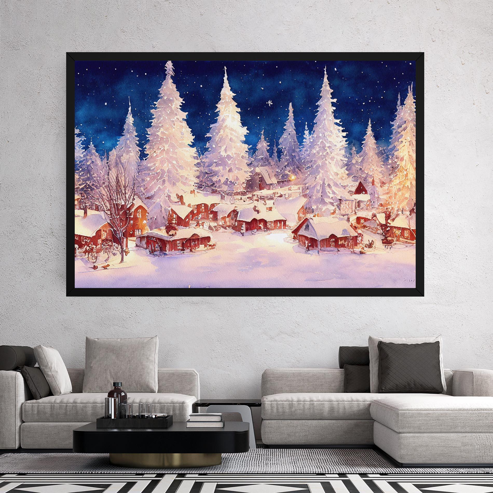 Vászonkép Snow Falling Painting mockup 2