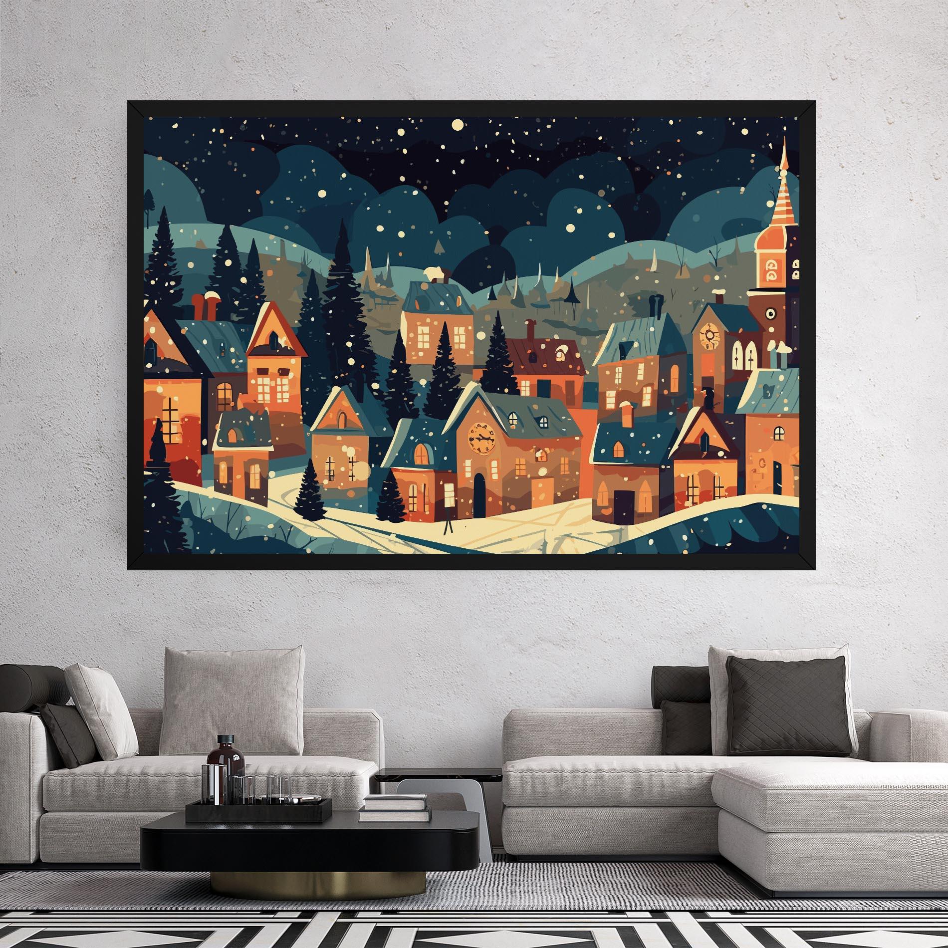 Vászonkép Winter View Houses mockup 2