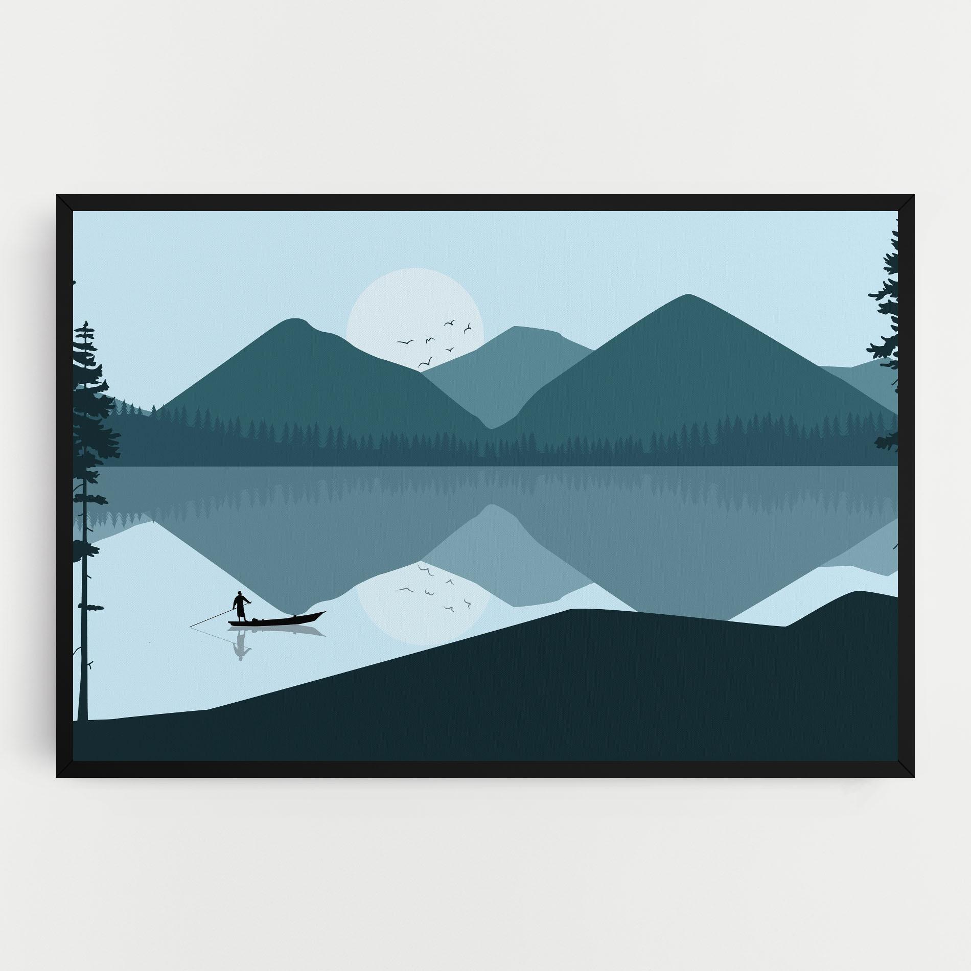 Vászonkép Blue Light Lake mockup 0