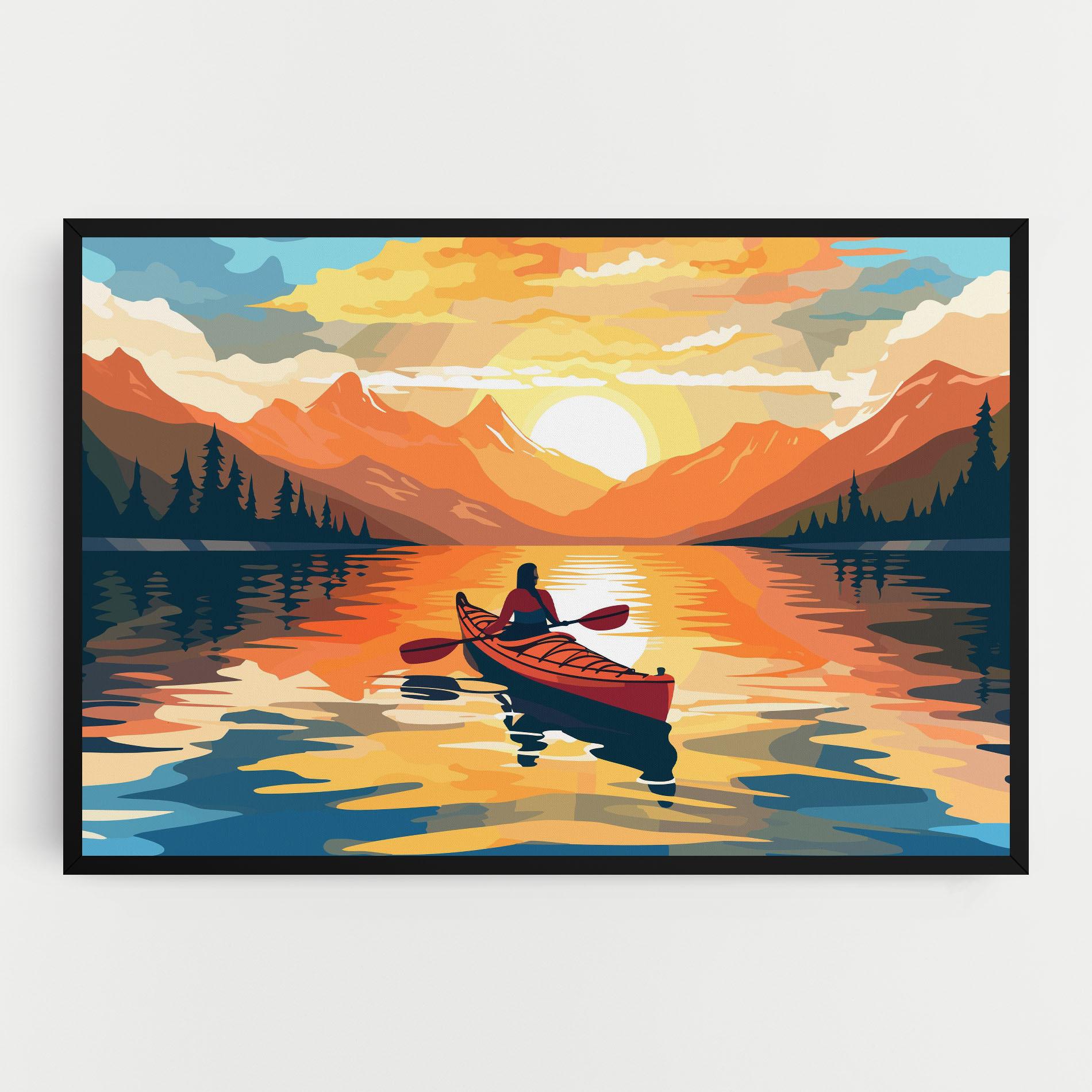 Vászonkép Boat Sunset Woman mockup 0