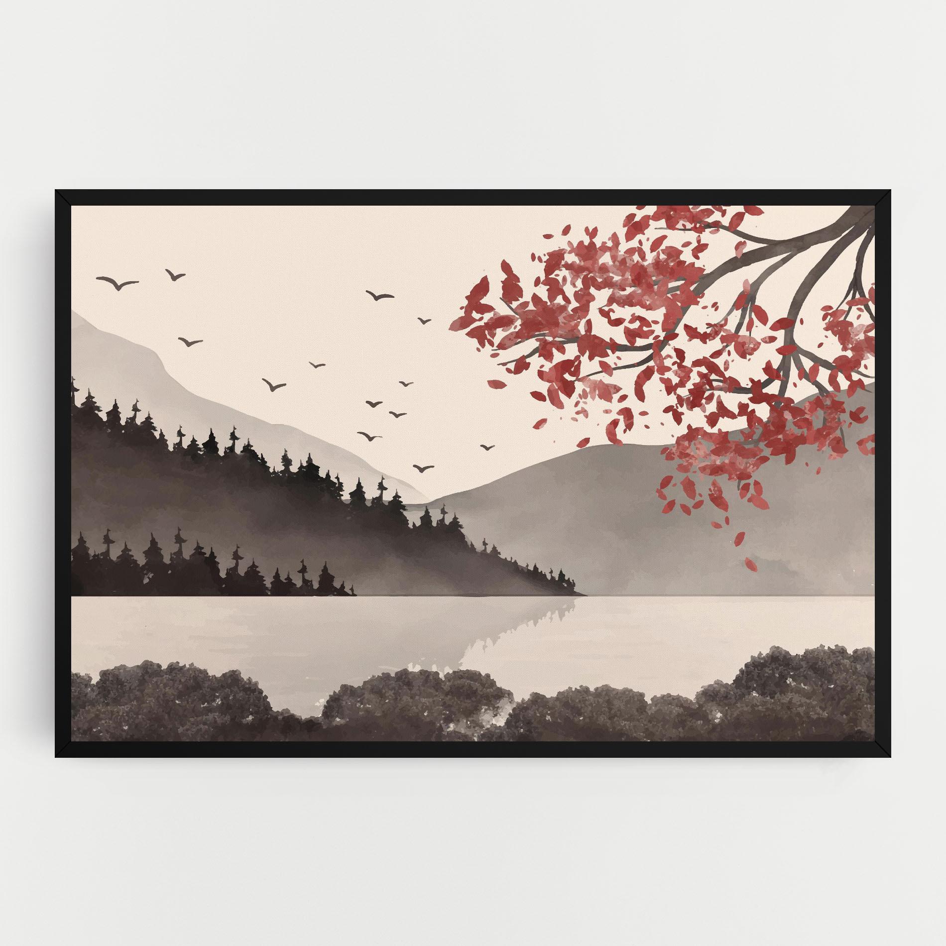 Vászonkép Red Tree Lake mockup 0