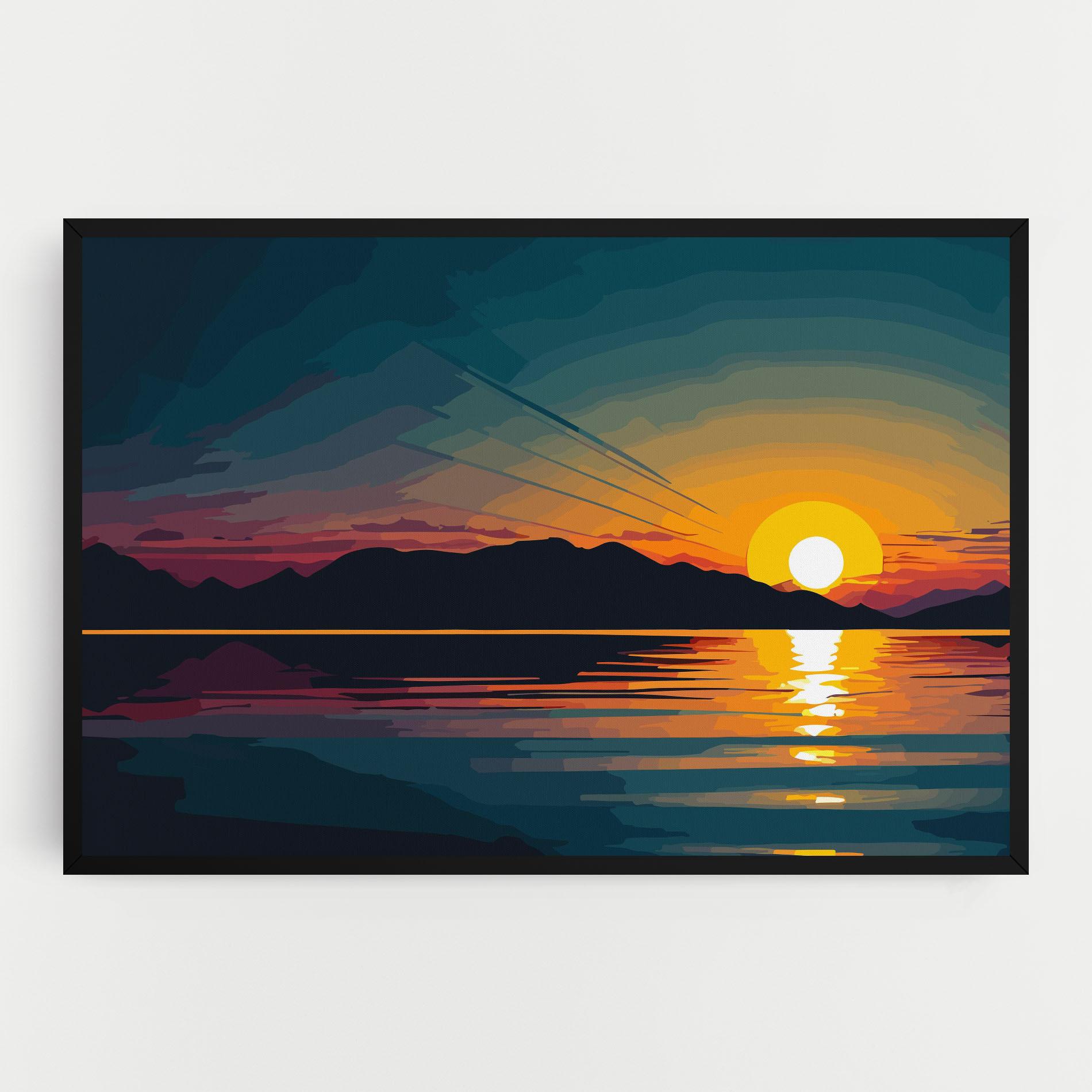 Vászonkép Sunset Art Lake mockup 0