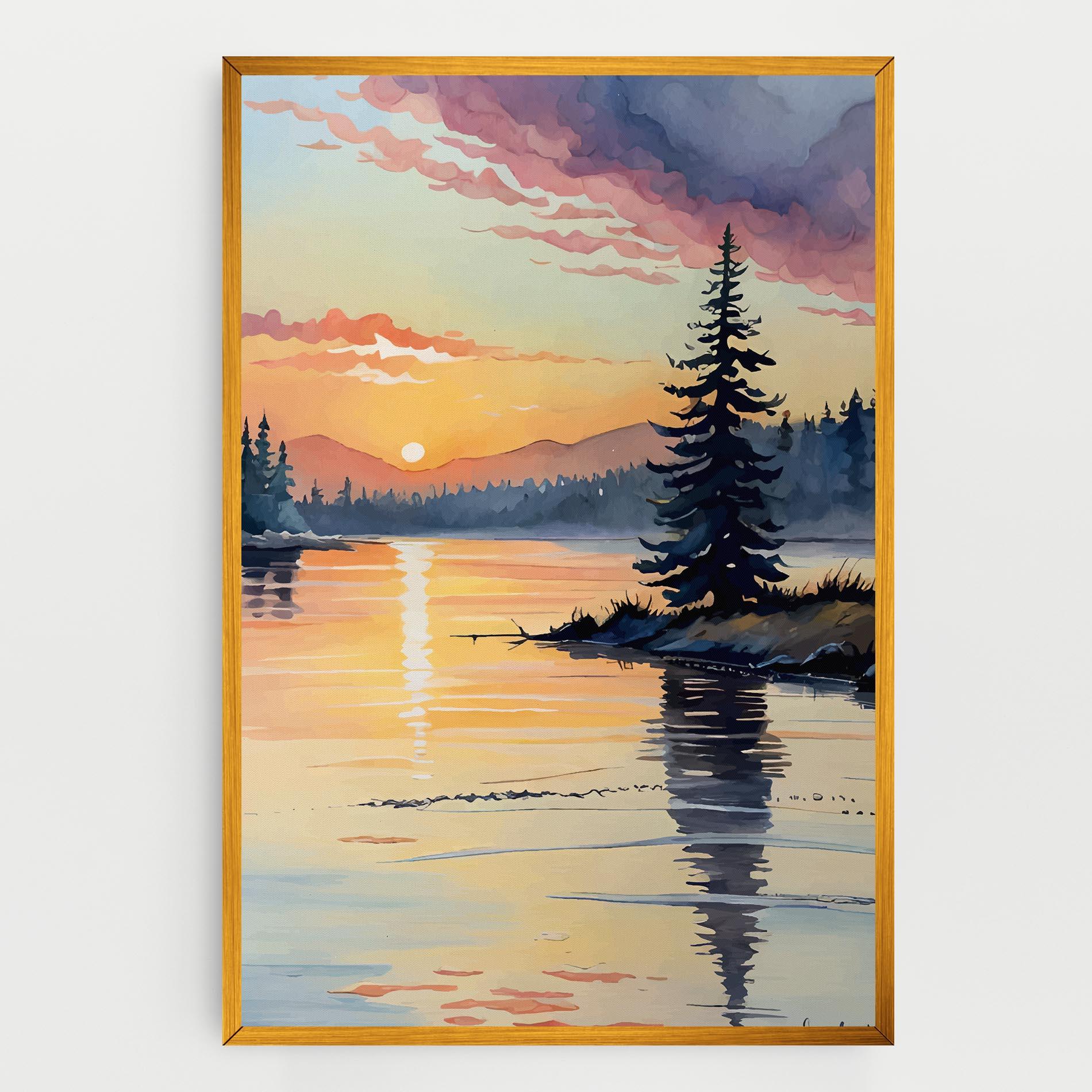 Vászonkép Tree Shadow Lake mockup 0