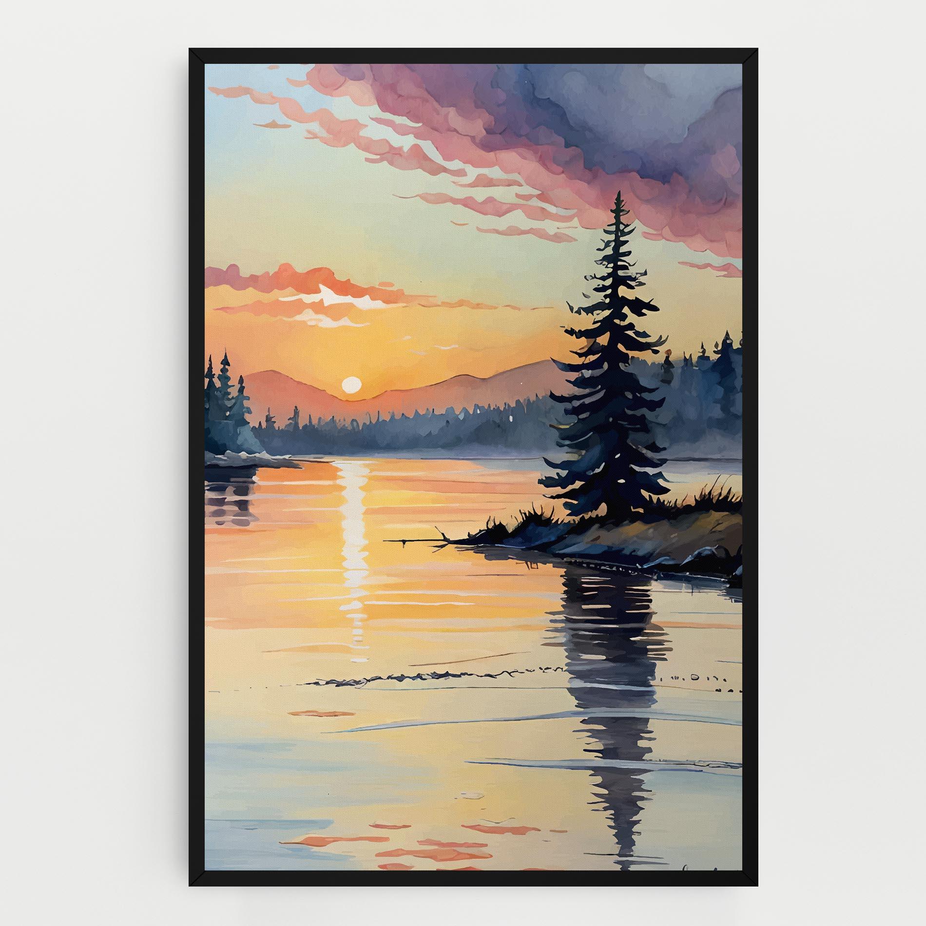 Vászonkép Tree Shadow Lake mockup 0