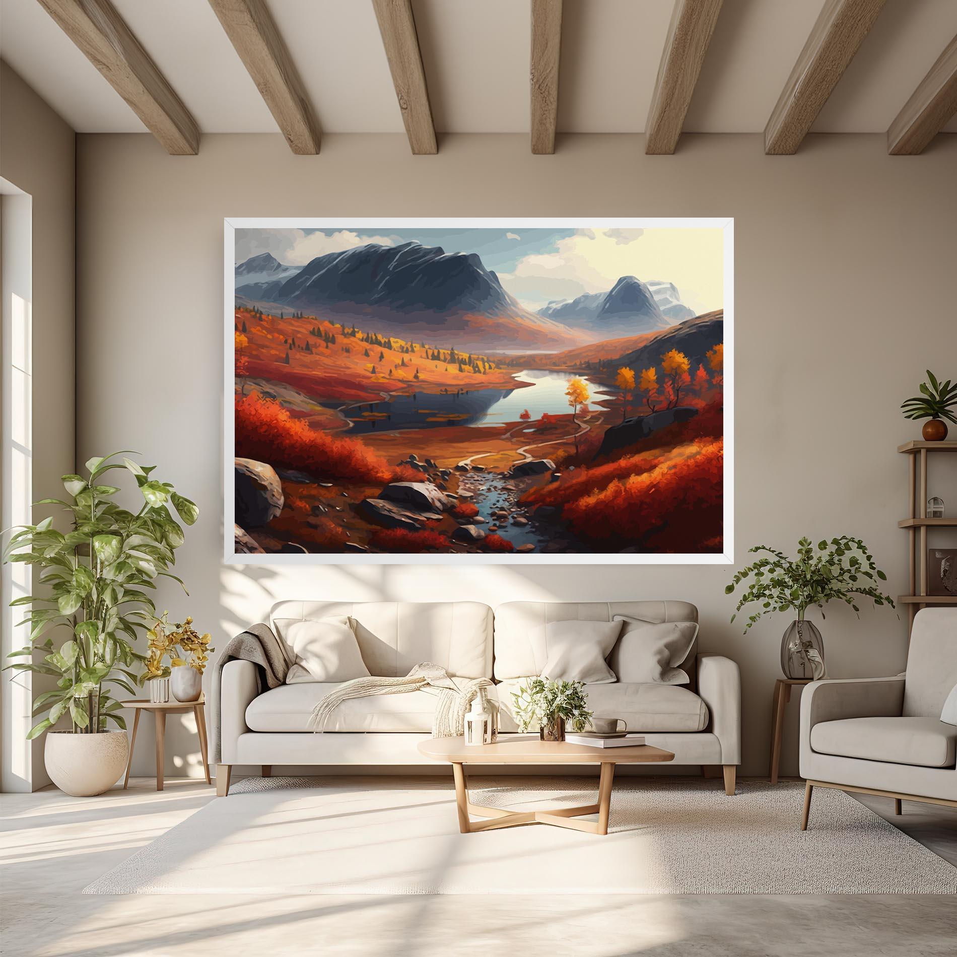 Vászonkép Autumn Field Lake mockup 6