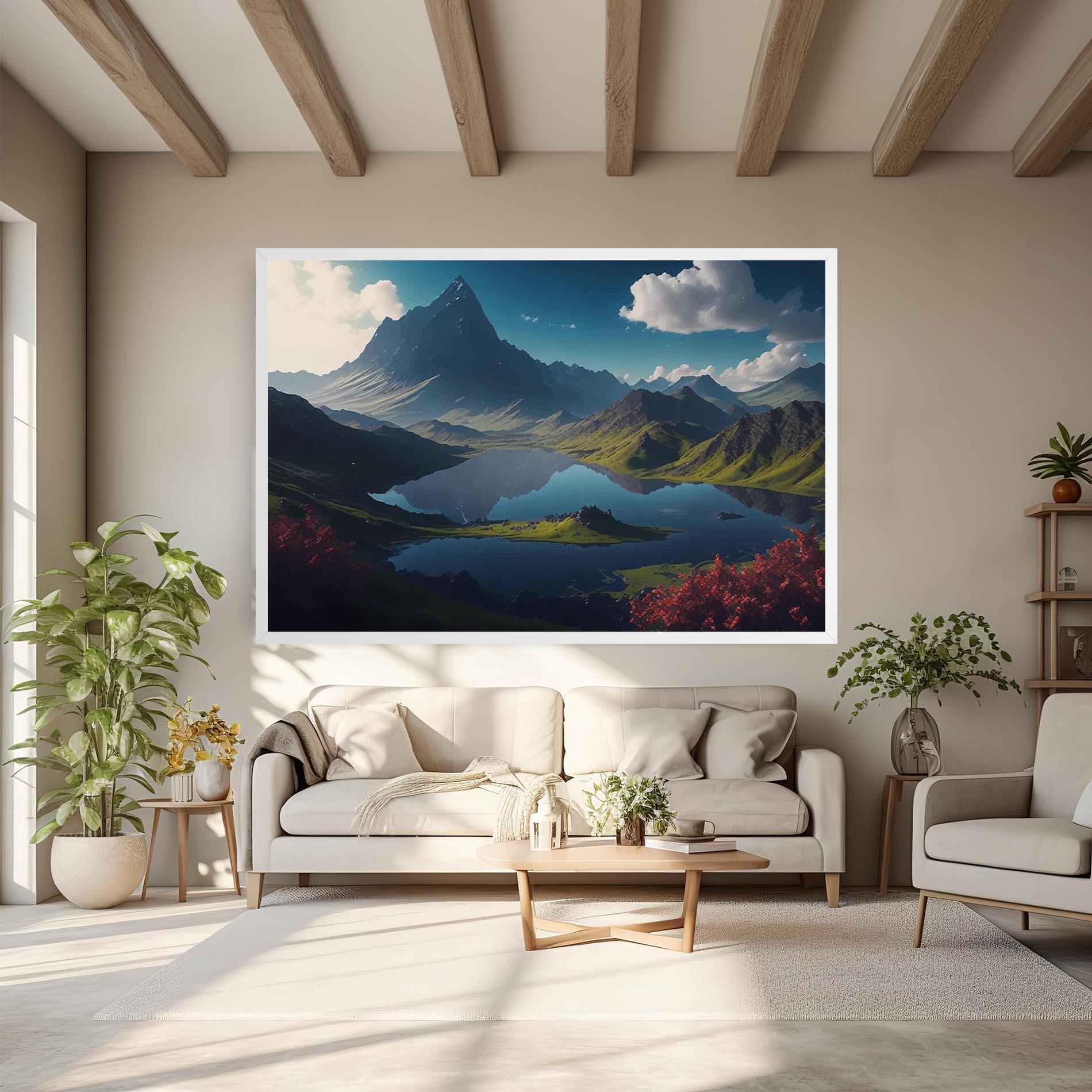 Vászonkép Red Flower Lake mockup 6