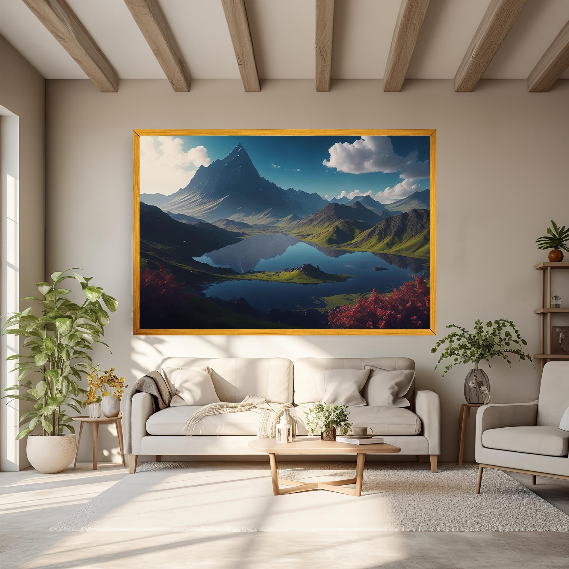 Vászonkép Red Flower Lake mockup 6