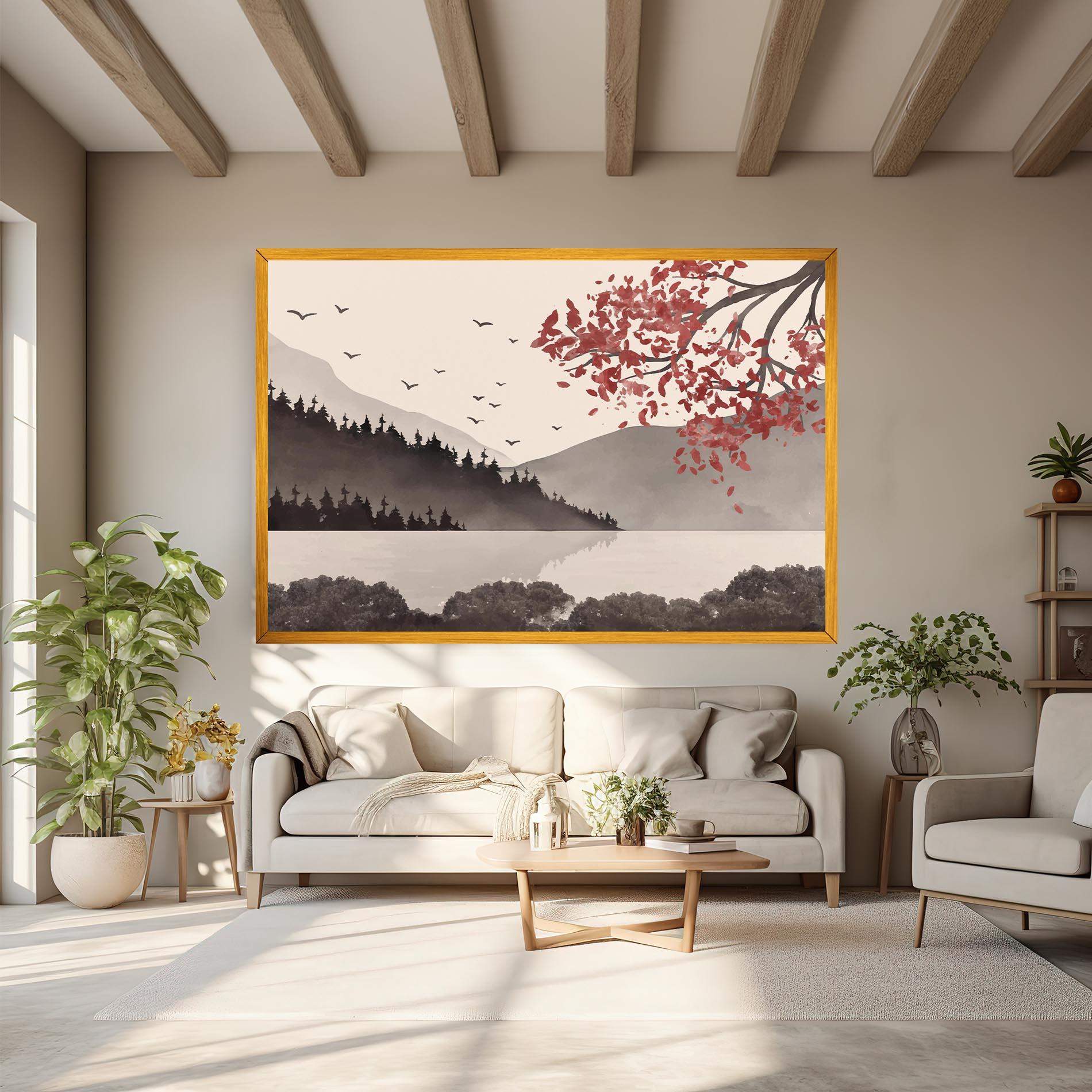 Vászonkép Red Tree Lake mockup 6