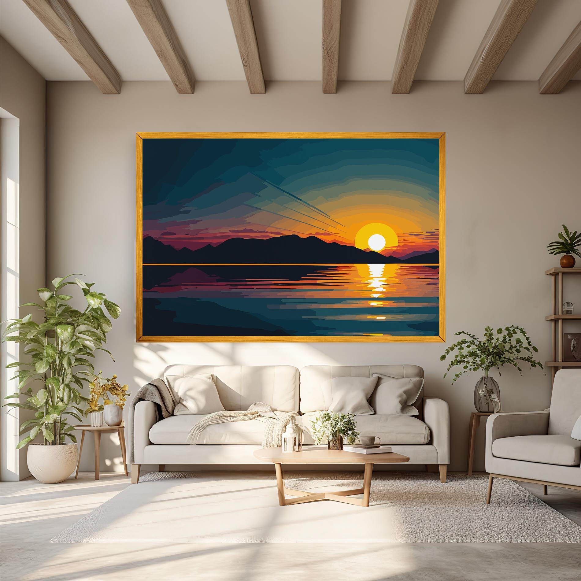 Vászonkép Sunset Art Lake mockup 6