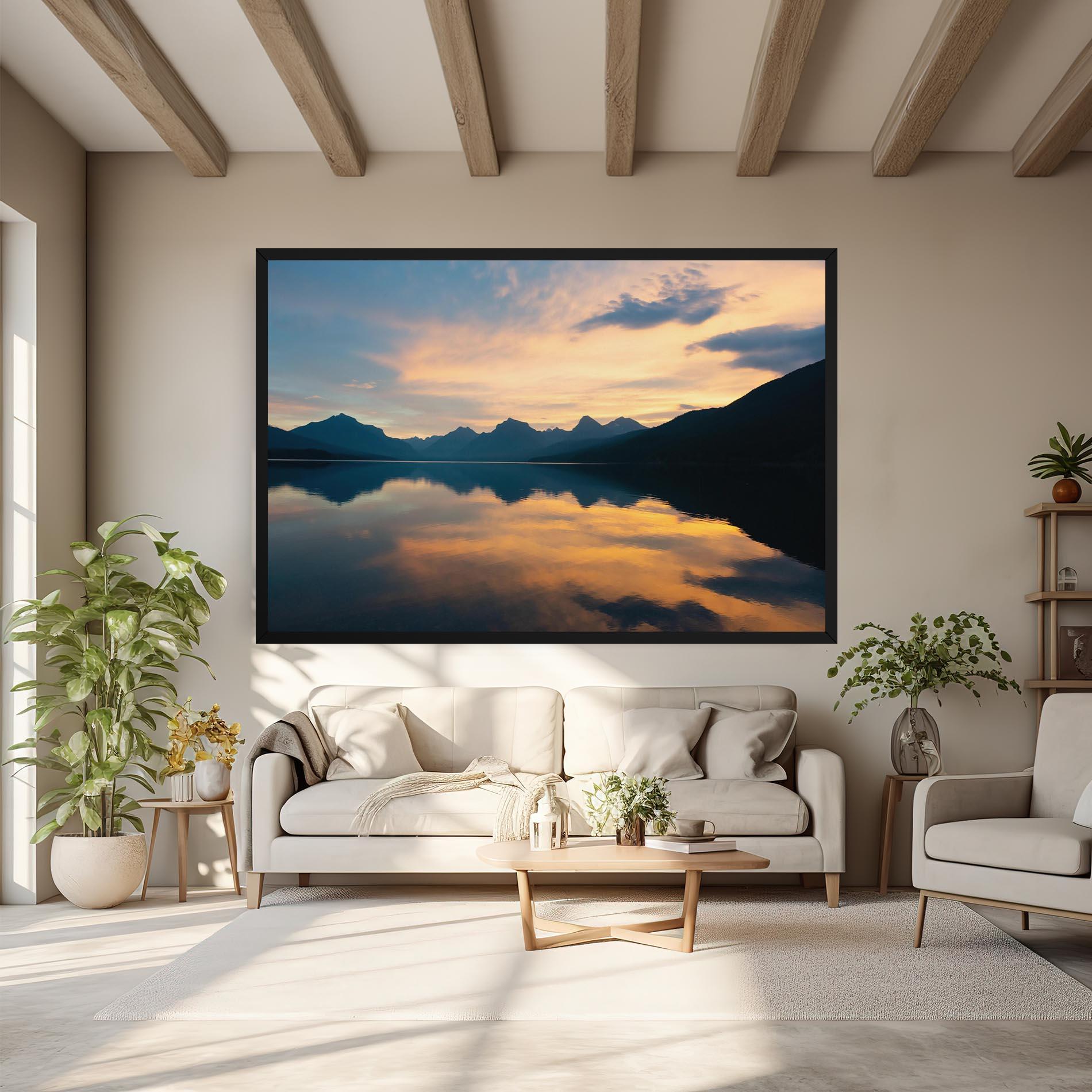 Vászonkép Orange Light Lake mockup 6