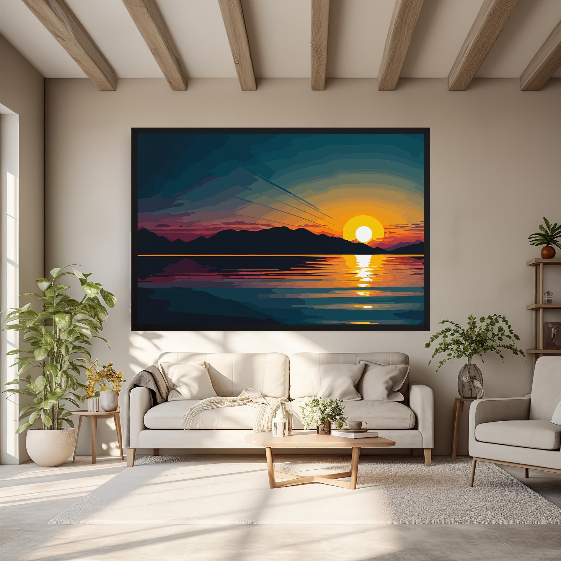 Vászonkép Sunset Art Lake mockup 6
