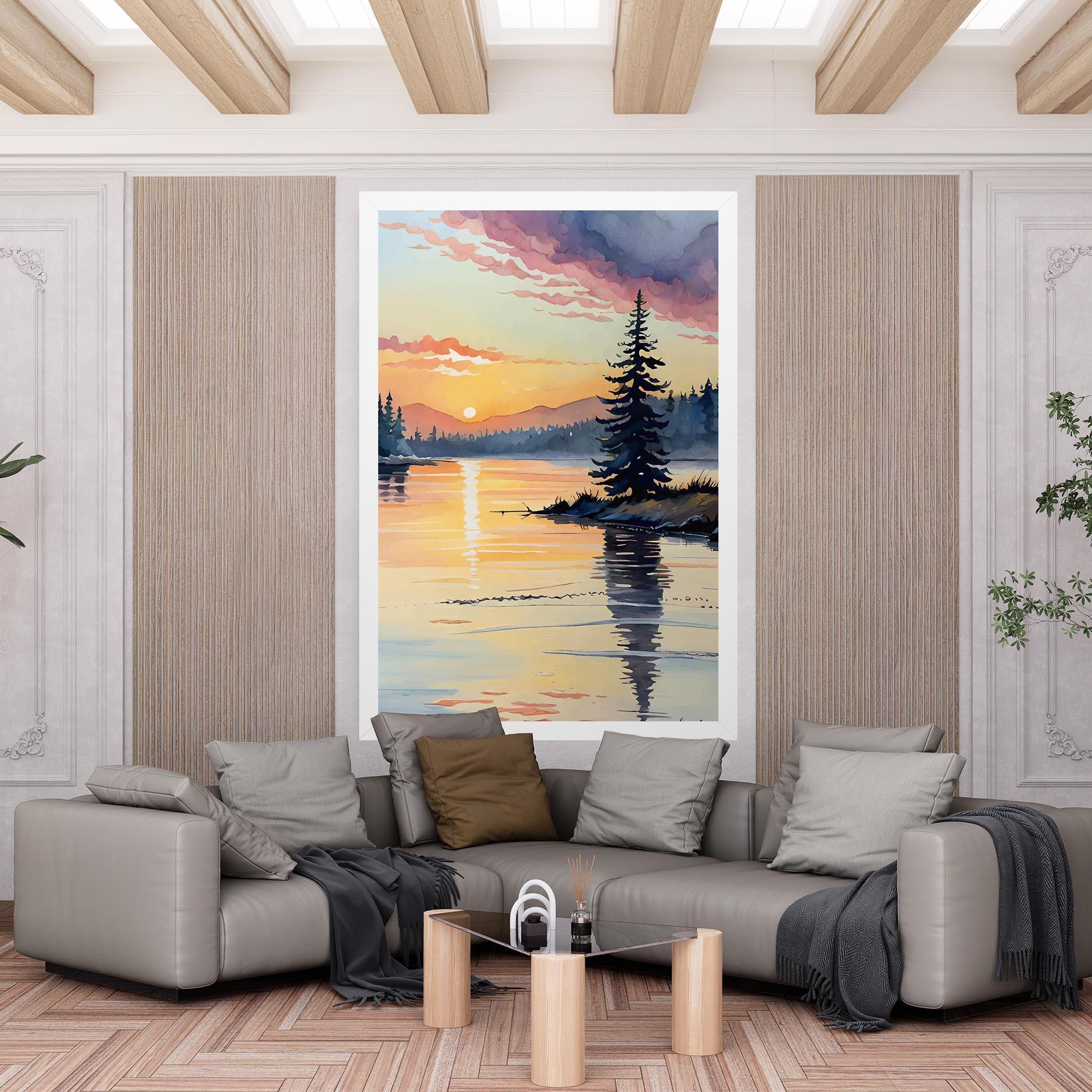 Vászonkép Tree Shadow Lake mockup 6