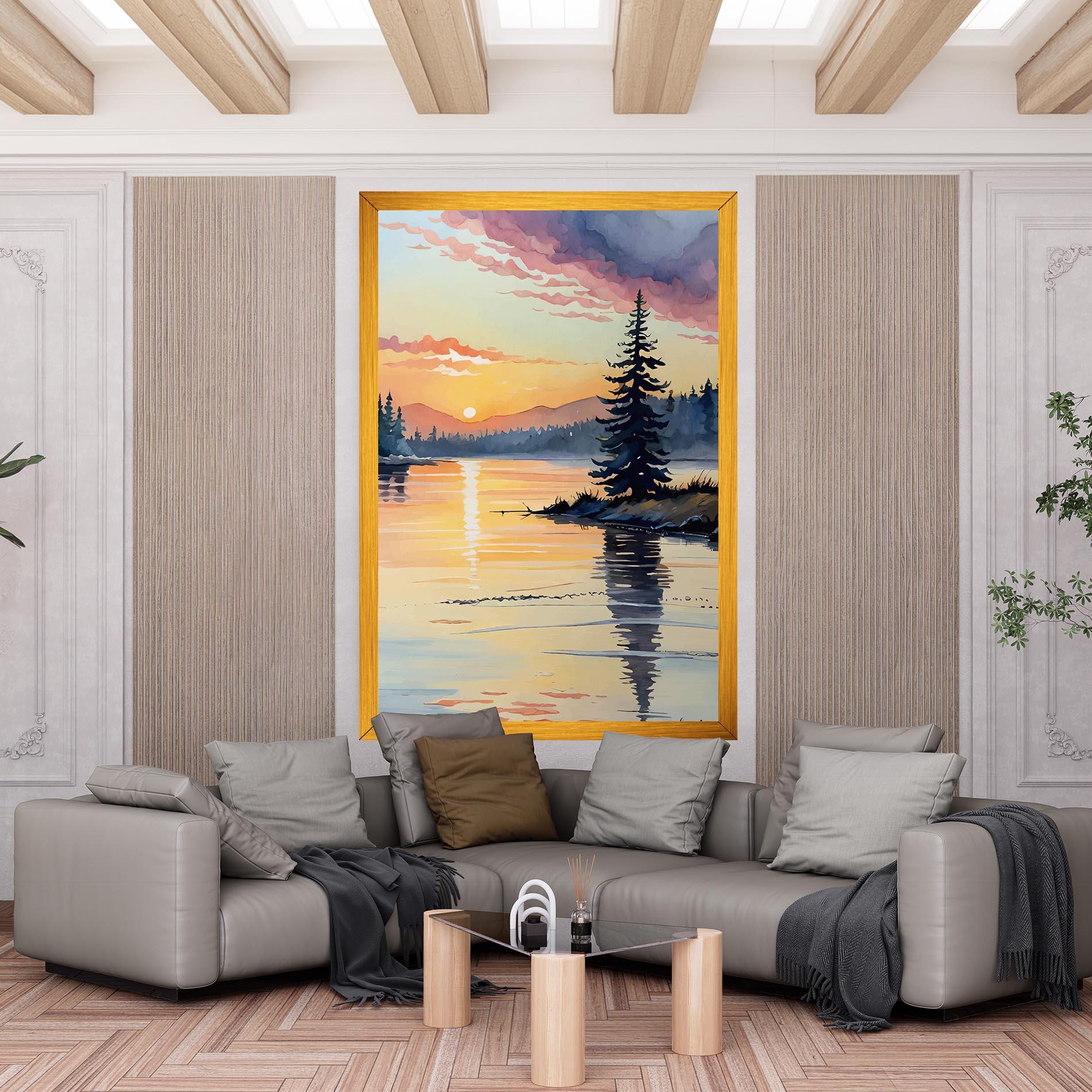 Vászonkép Tree Shadow Lake mockup 6