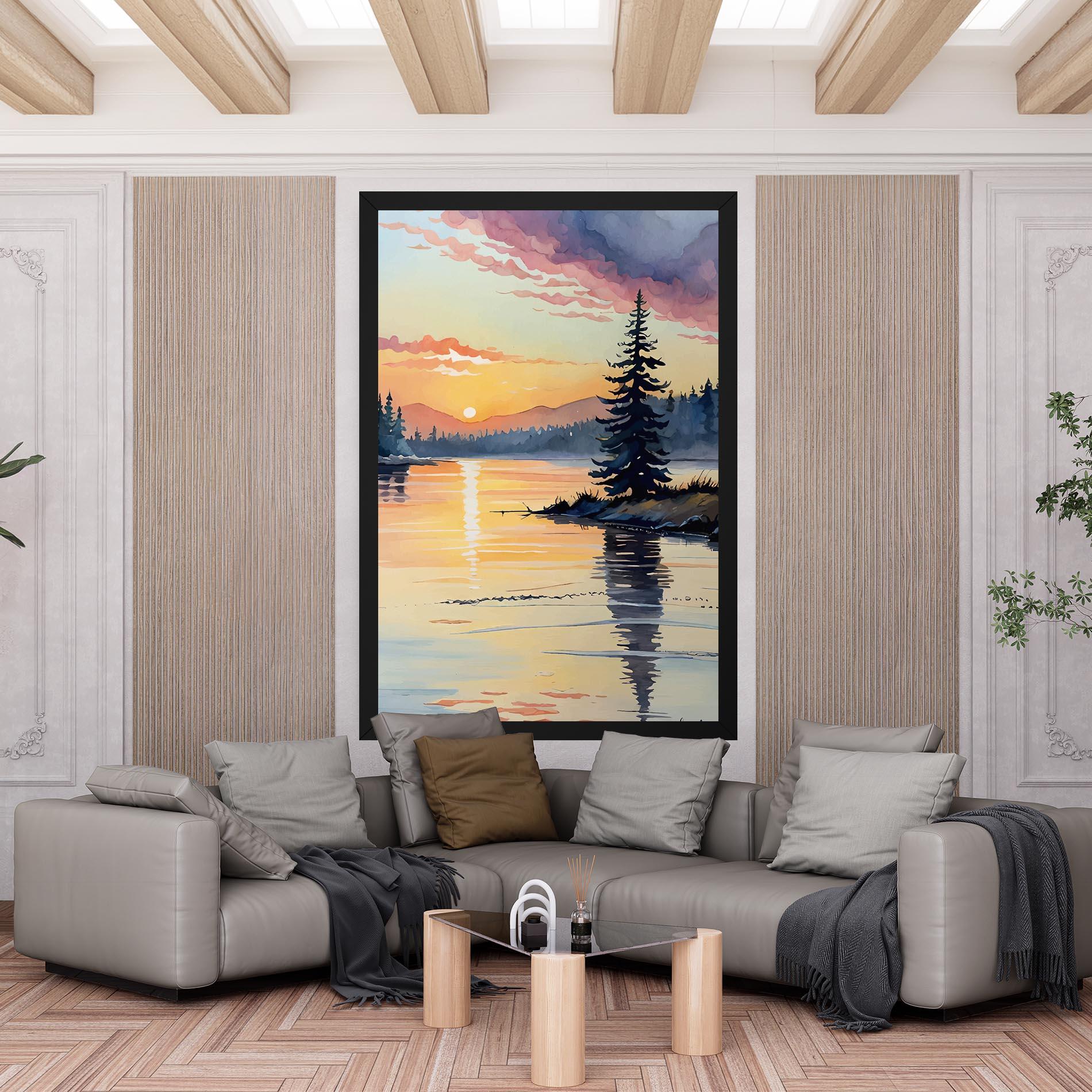 Vászonkép Tree Shadow Lake mockup 6