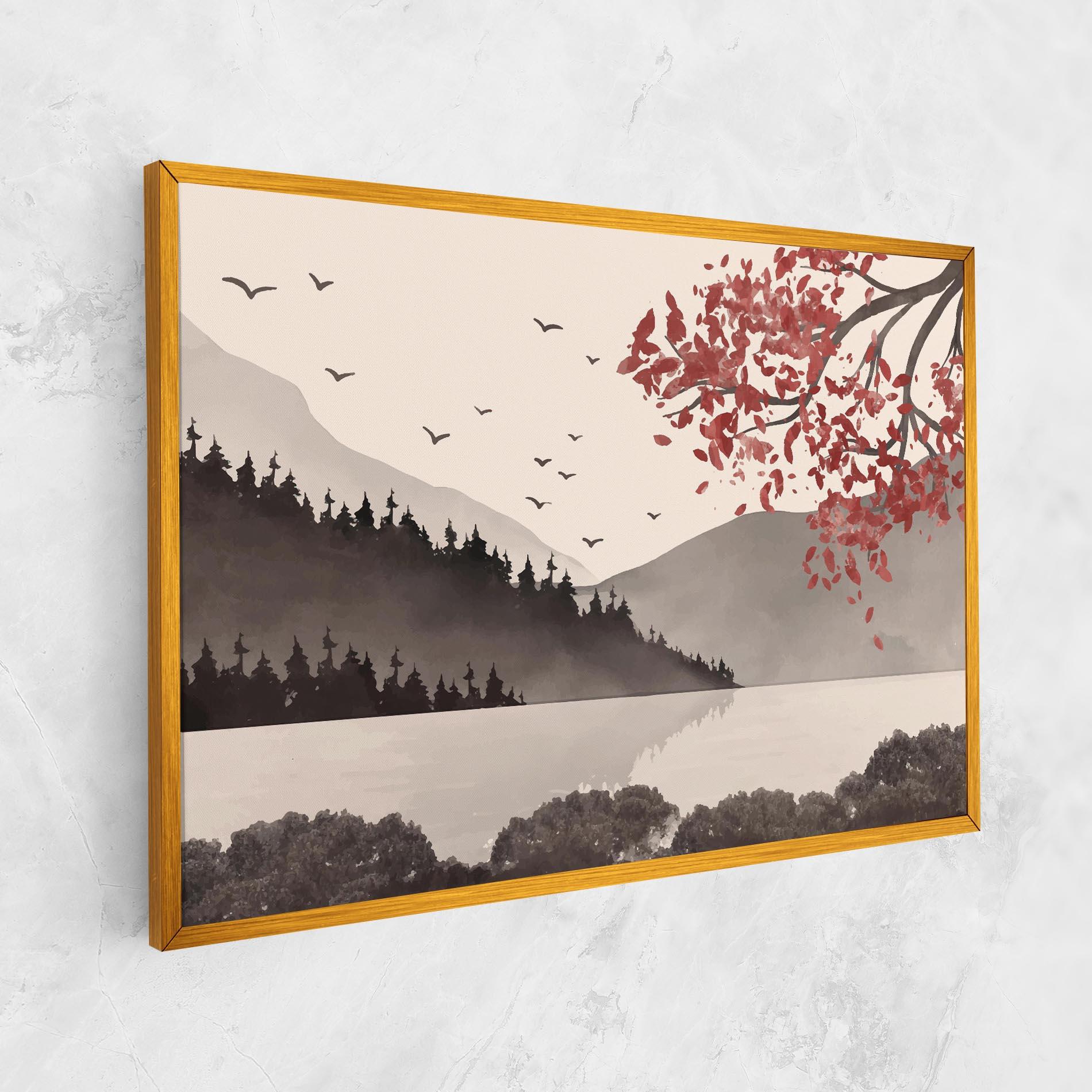Vászonkép Red Tree Lake mockup 1