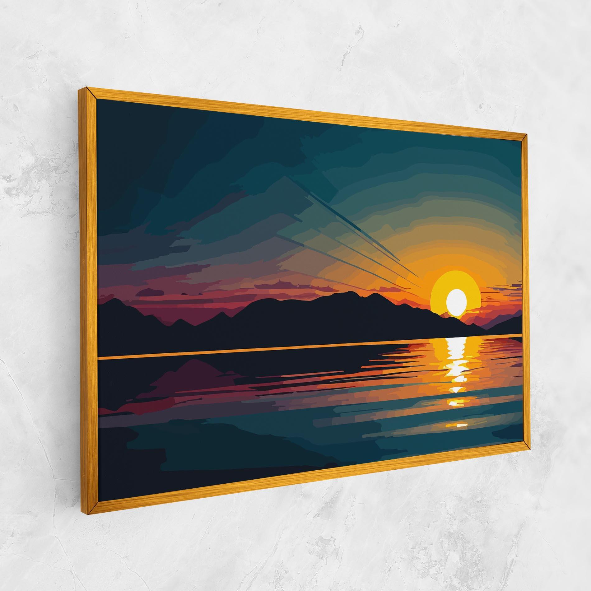 Vászonkép Sunset Art Lake mockup 1