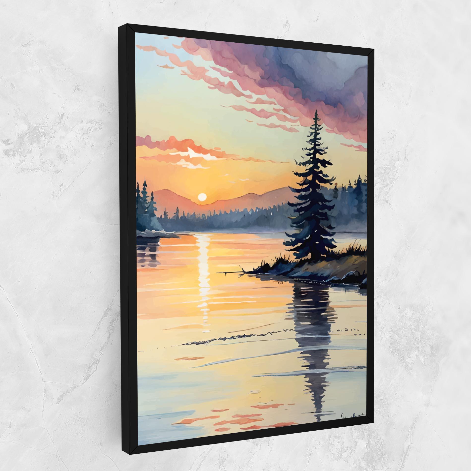 Vászonkép Tree Shadow Lake mockup 1