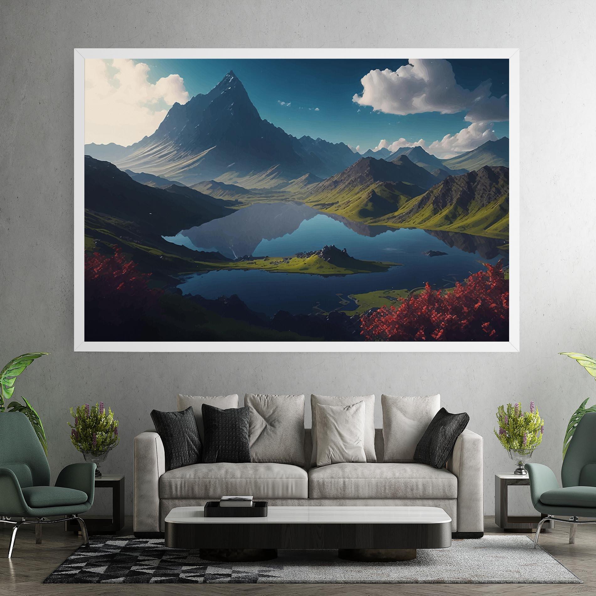 Vászonkép Red Flower Lake mockup 7