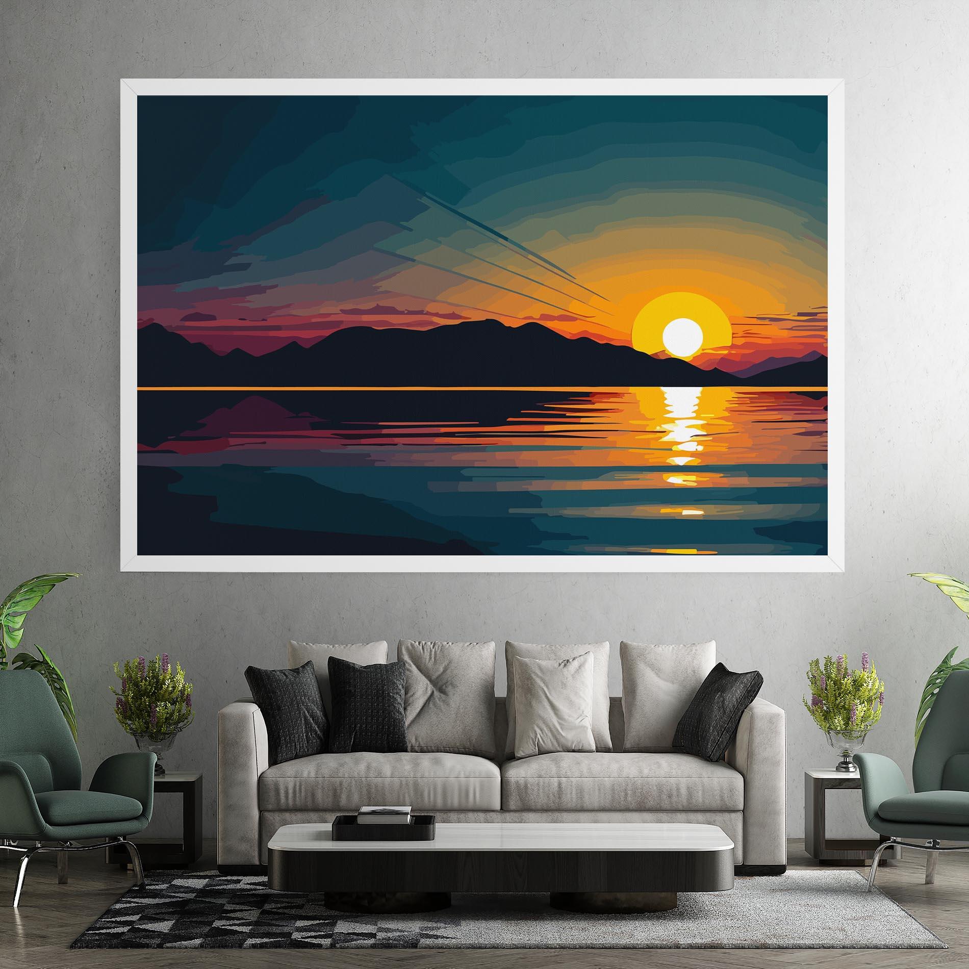 Vászonkép Sunset Art Lake mockup 7