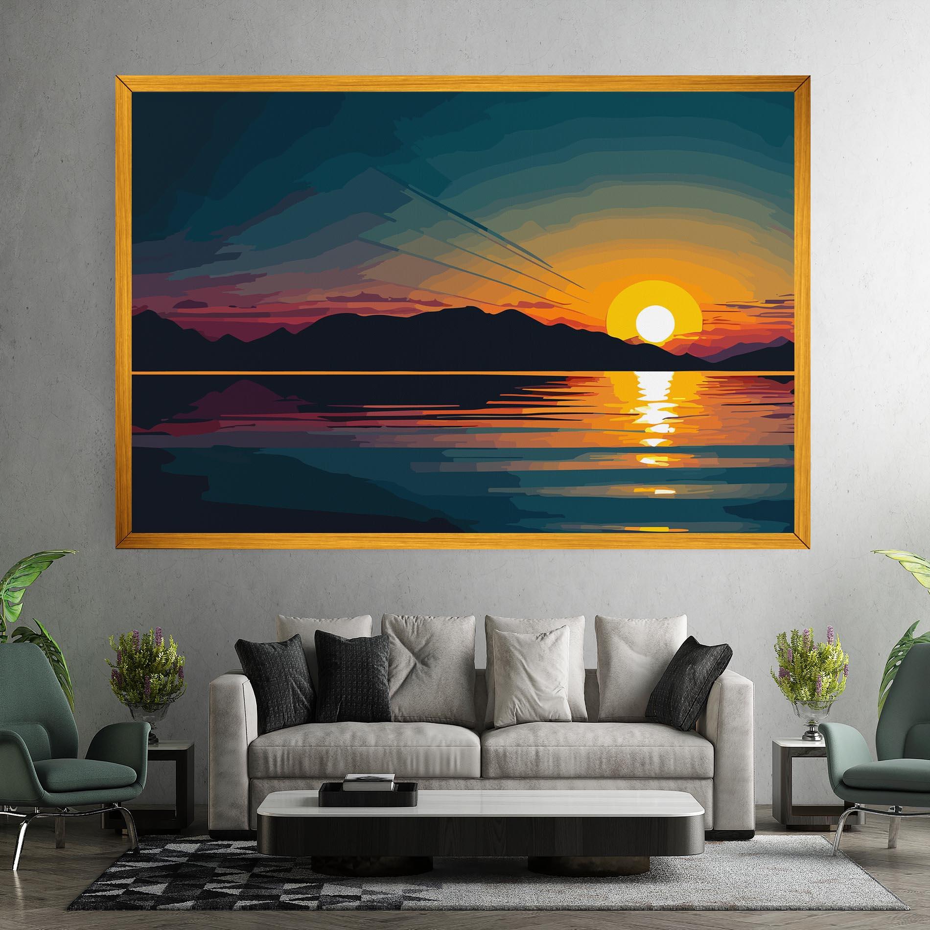 Vászonkép Sunset Art Lake mockup 7