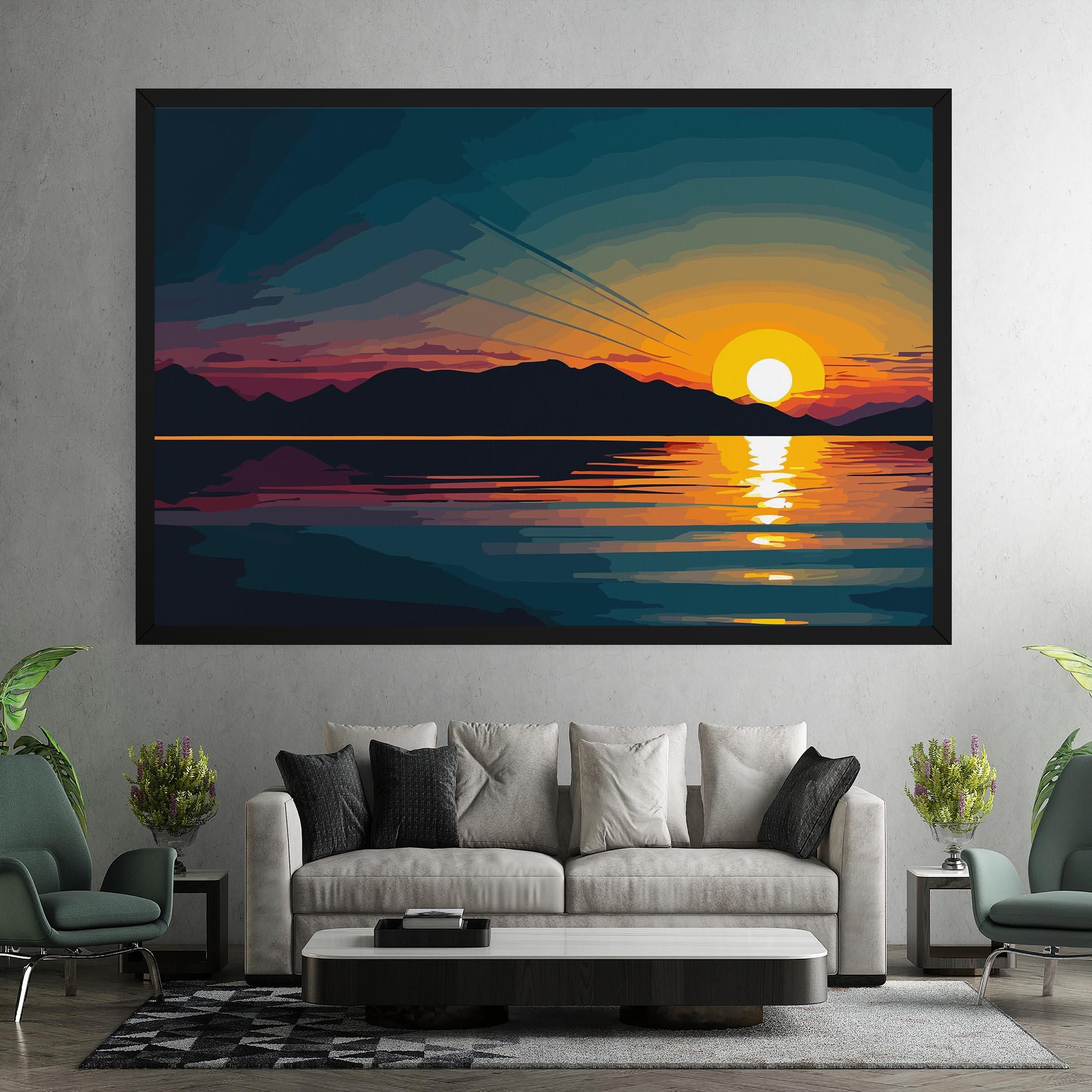 Vászonkép Sunset Art Lake mockup 7