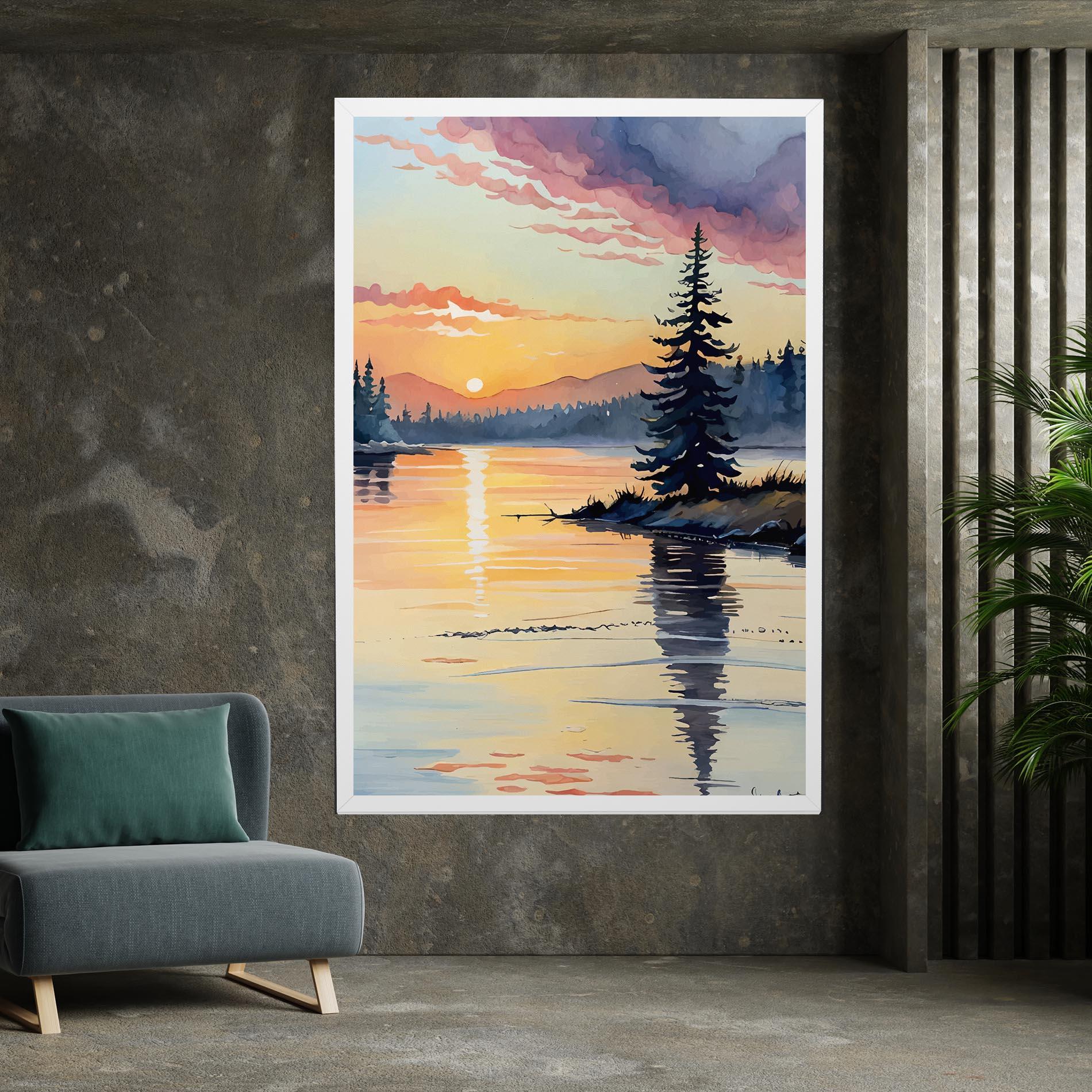 Vászonkép Tree Shadow Lake mockup 7