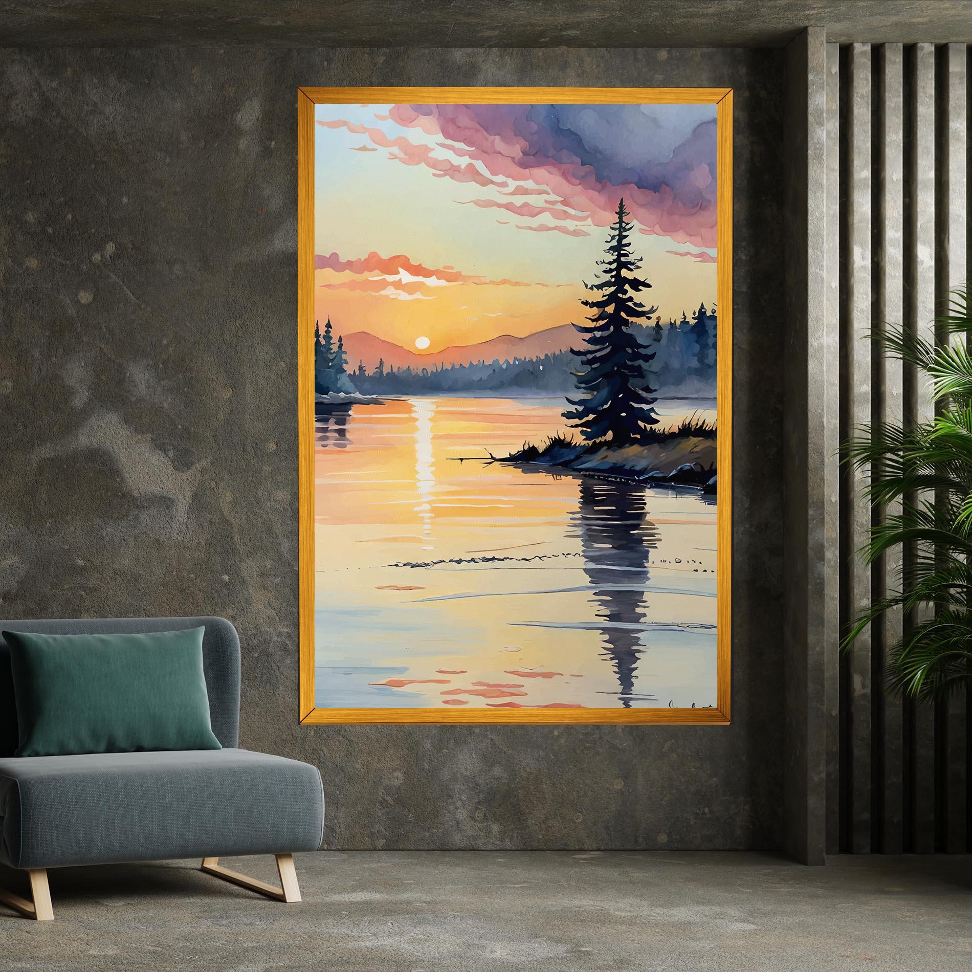 Vászonkép Tree Shadow Lake mockup 7