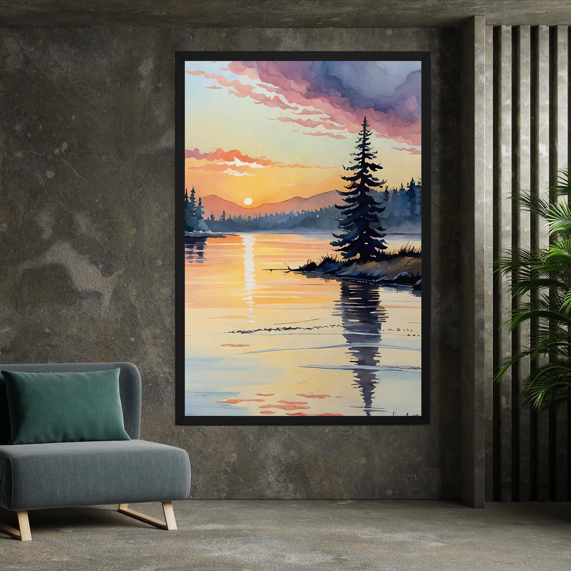 Vászonkép Tree Shadow Lake mockup 7