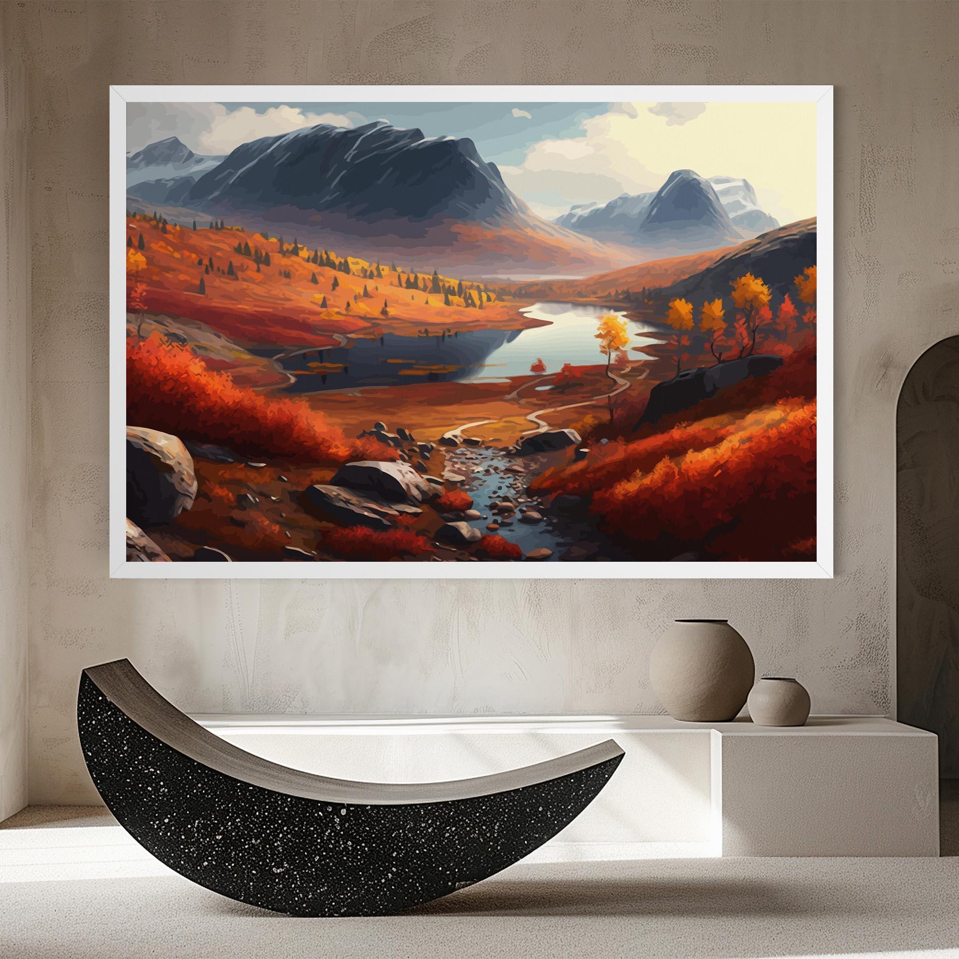 Vászonkép Autumn Field Lake mockup 8