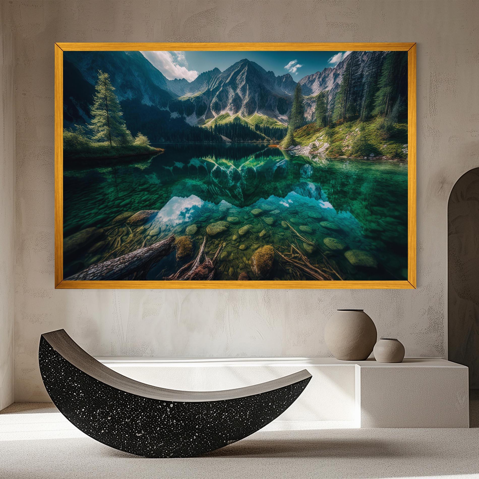 Vászonkép Beautiful Lake Mountain mockup 8