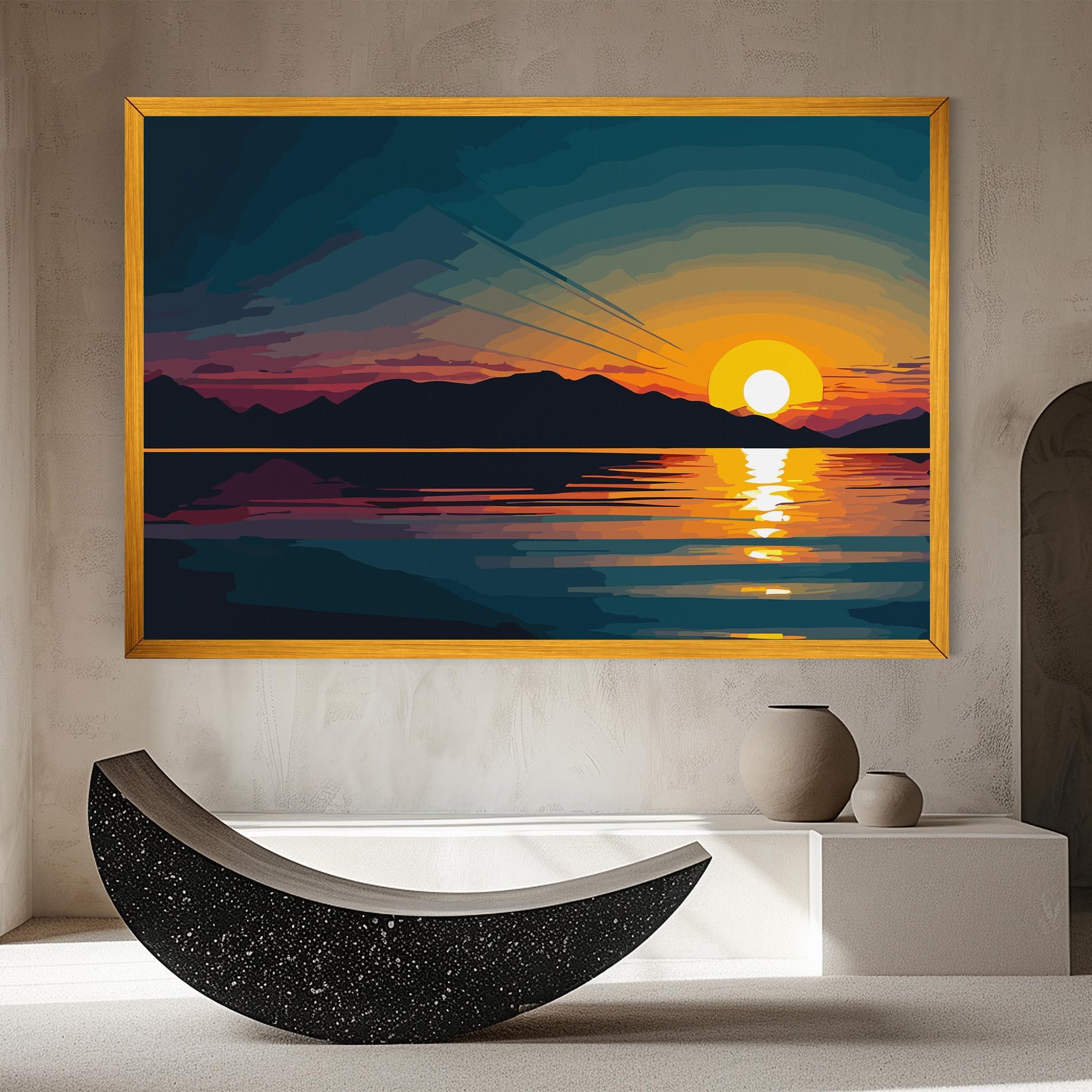 Vászonkép Sunset Art Lake mockup 8